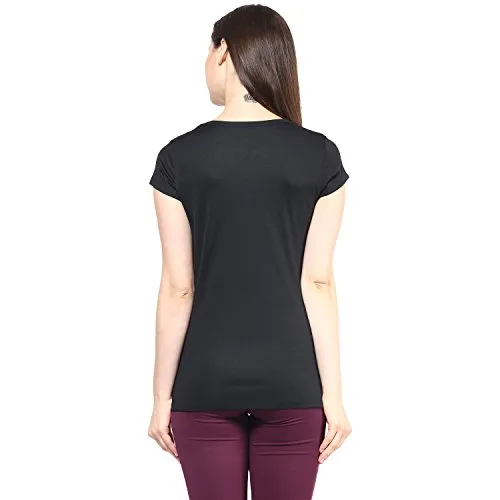 berge' Ladies Polyester Dry Fit Western Shirts & Tshirts for Women, Quick Drying & Breathable Fabric, Gym Wear Tees & Workout Tops (Black Colour) XXL