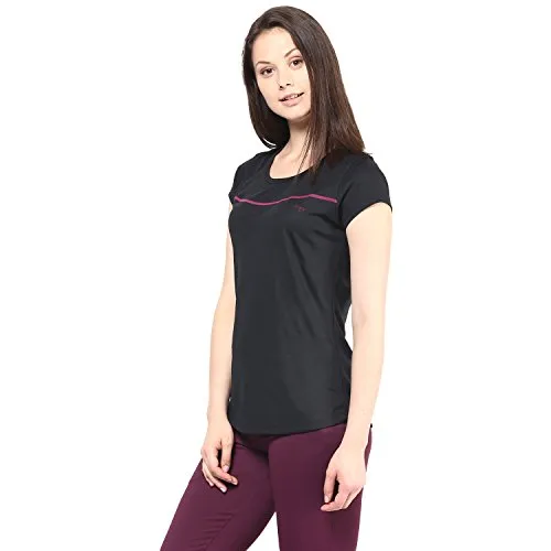 berge' Ladies Polyester Dry Fit Western Shirts & Tshirts for Women, Quick Drying & Breathable Fabric, Gym Wear Tees & Workout Tops (Black Colour) XXL