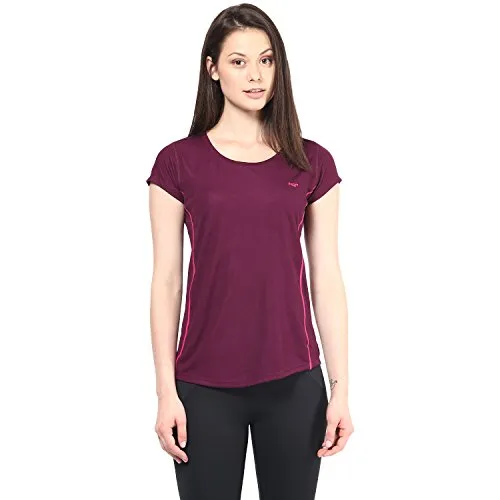 berge' Ladies Polyester Dry Fit Western Shirts & Tshirts for Women, Quick Drying & Breathable Fabric, Gym Wear Tees & Workout Tops (Wine Colour) L