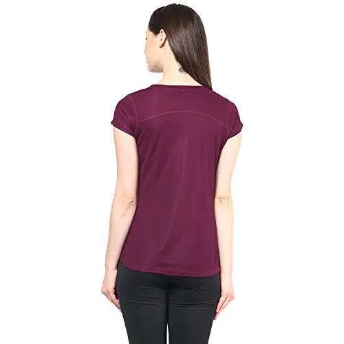 berge' Ladies Polyester Dry Fit Western Shirts & Tshirts for Women, Quick Drying & Breathable Fabric, Gym Wear Tees & Workout Tops (Wine Colour) L