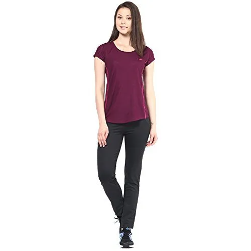 berge' Ladies Polyester Dry Fit Western Shirts & Tshirts for Women, Quick Drying & Breathable Fabric, Gym Wear Tees & Workout Tops (Wine Colour) L