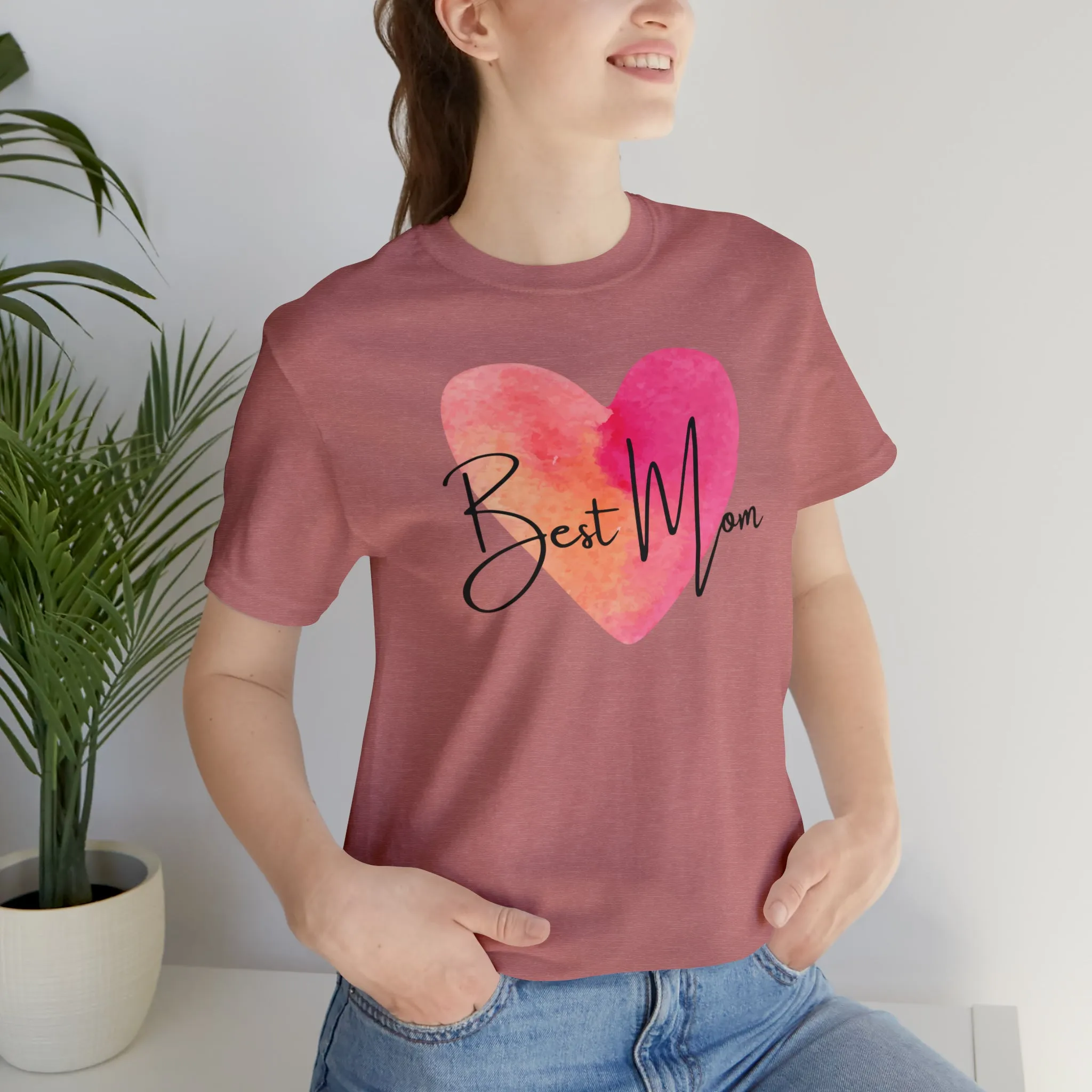 Best Mom Watercolor Heart T-Shirt | Mother Bestie Tee |  Bella Canvas 3001 Unisex | Mama Short Sleeve Tshirt
