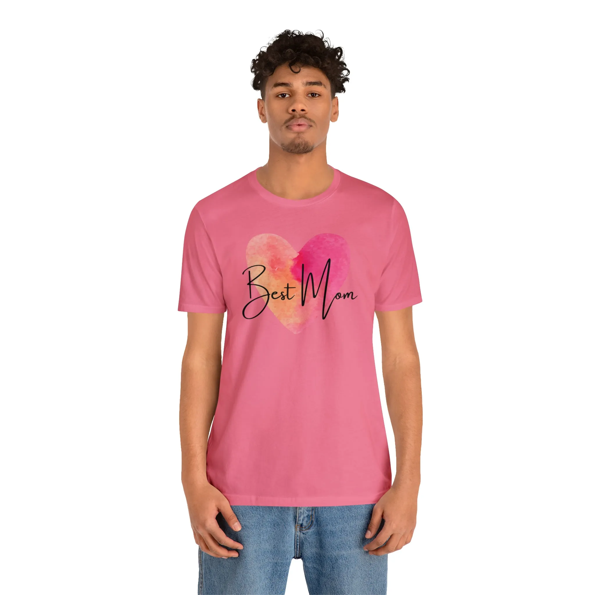 Best Mom Watercolor Heart T-Shirt | Mother Bestie Tee |  Bella Canvas 3001 Unisex | Mama Short Sleeve Tshirt
