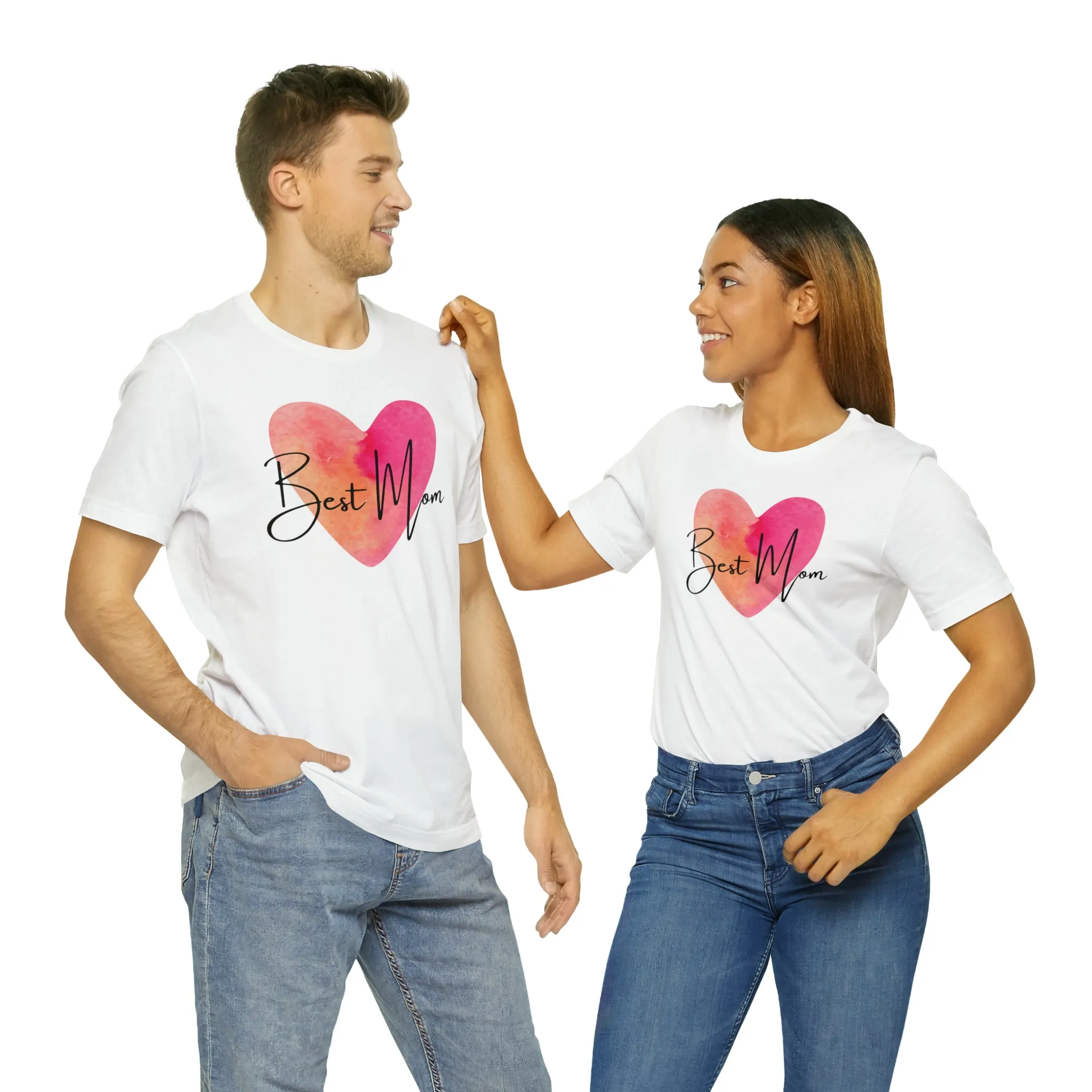 Best Mom Watercolor Heart T-Shirt | Mother Bestie Tee |  Bella Canvas 3001 Unisex | Mama Short Sleeve Tshirt