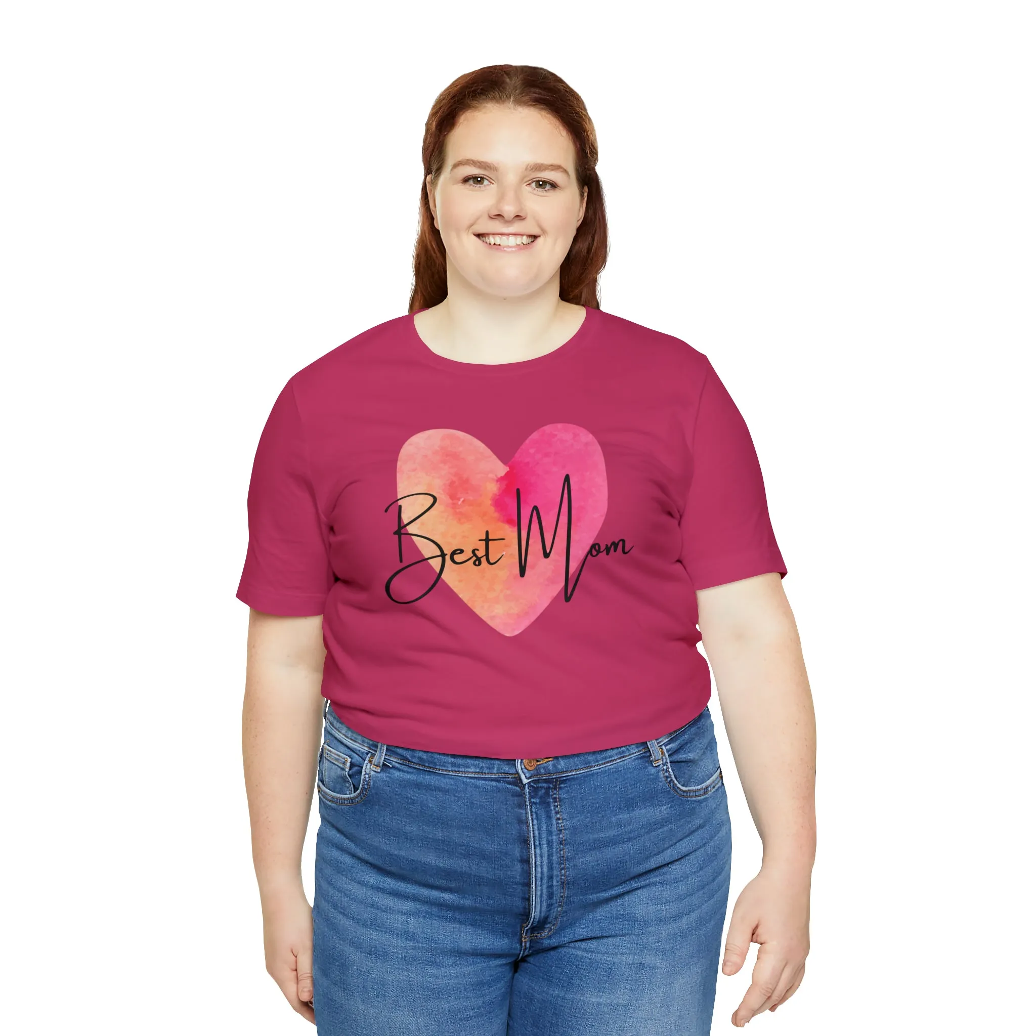Best Mom Watercolor Heart T-Shirt | Mother Bestie Tee |  Bella Canvas 3001 Unisex | Mama Short Sleeve Tshirt