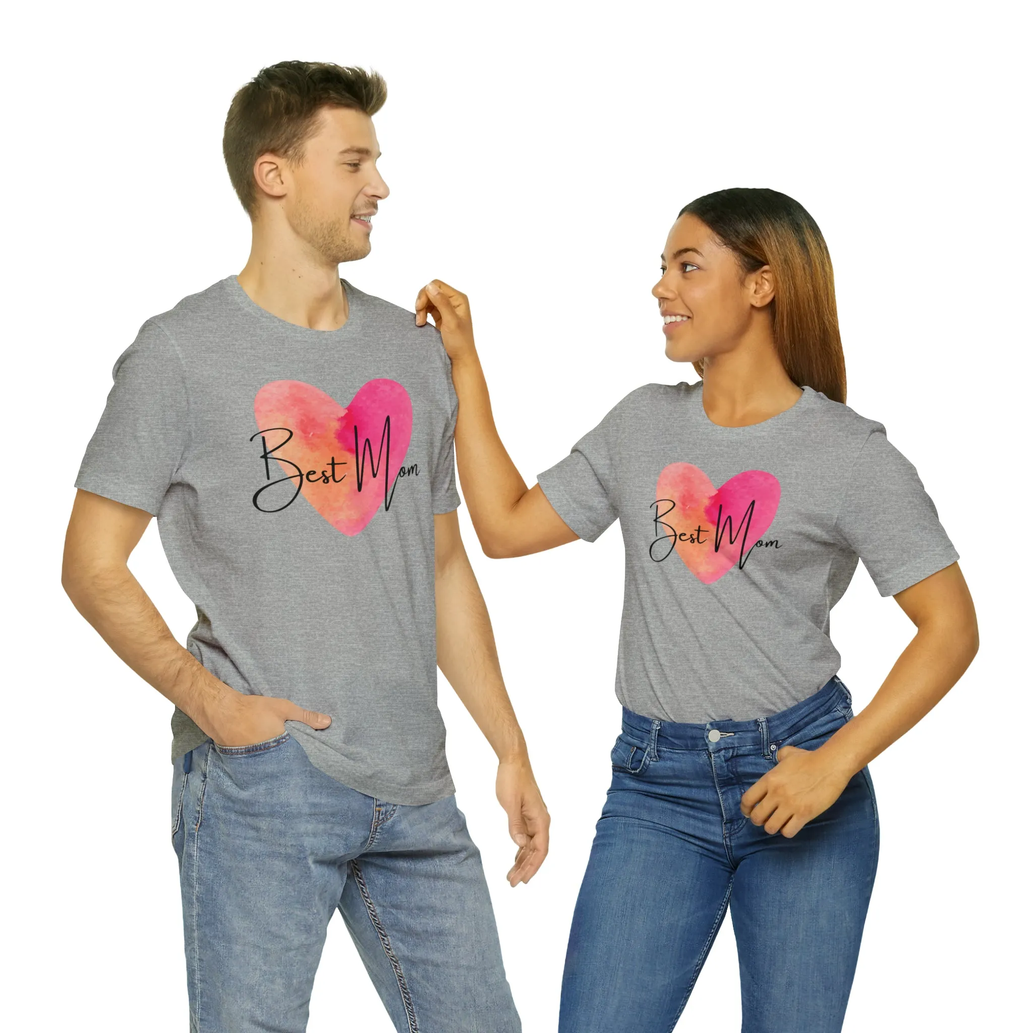 Best Mom Watercolor Heart T-Shirt | Mother Bestie Tee |  Bella Canvas 3001 Unisex | Mama Short Sleeve Tshirt