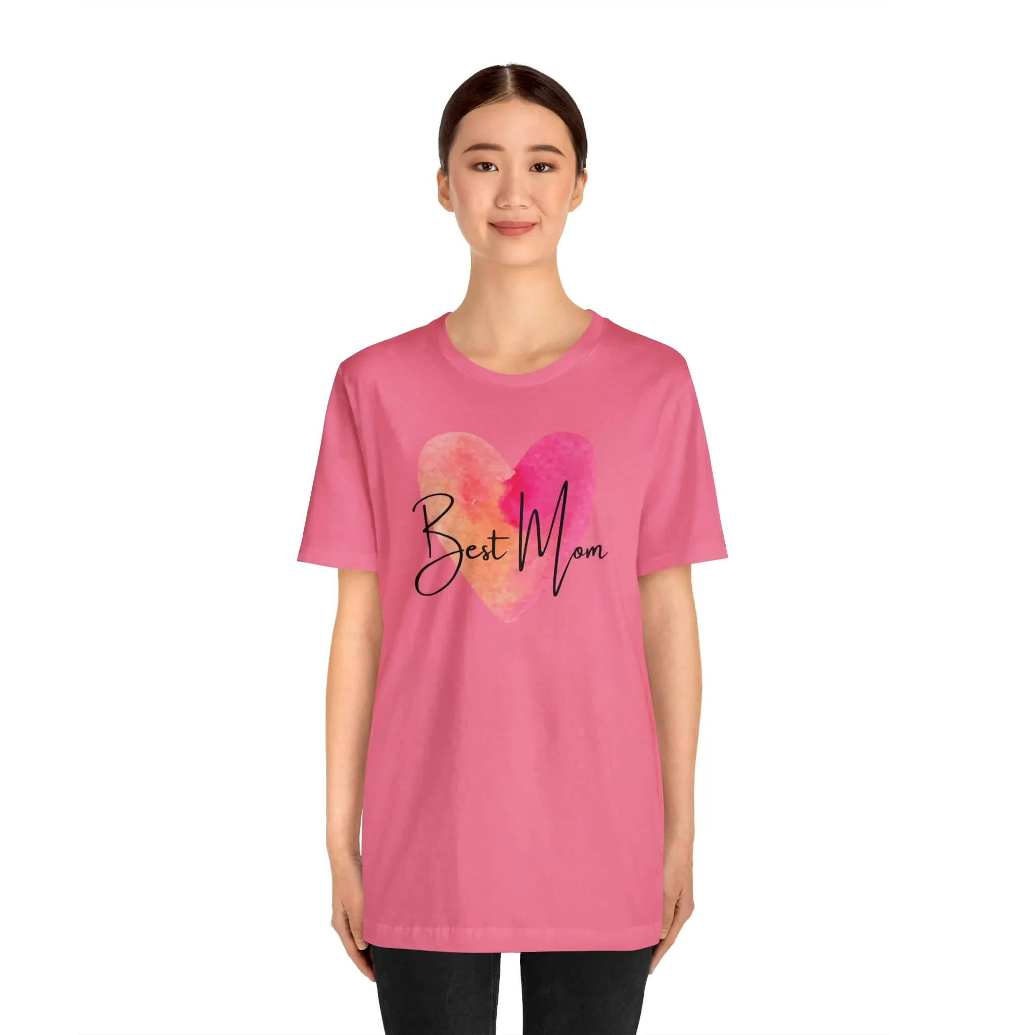 Best Mom Watercolor Heart T-Shirt | Mother Bestie Tee |  Bella Canvas 3001 Unisex | Mama Short Sleeve Tshirt