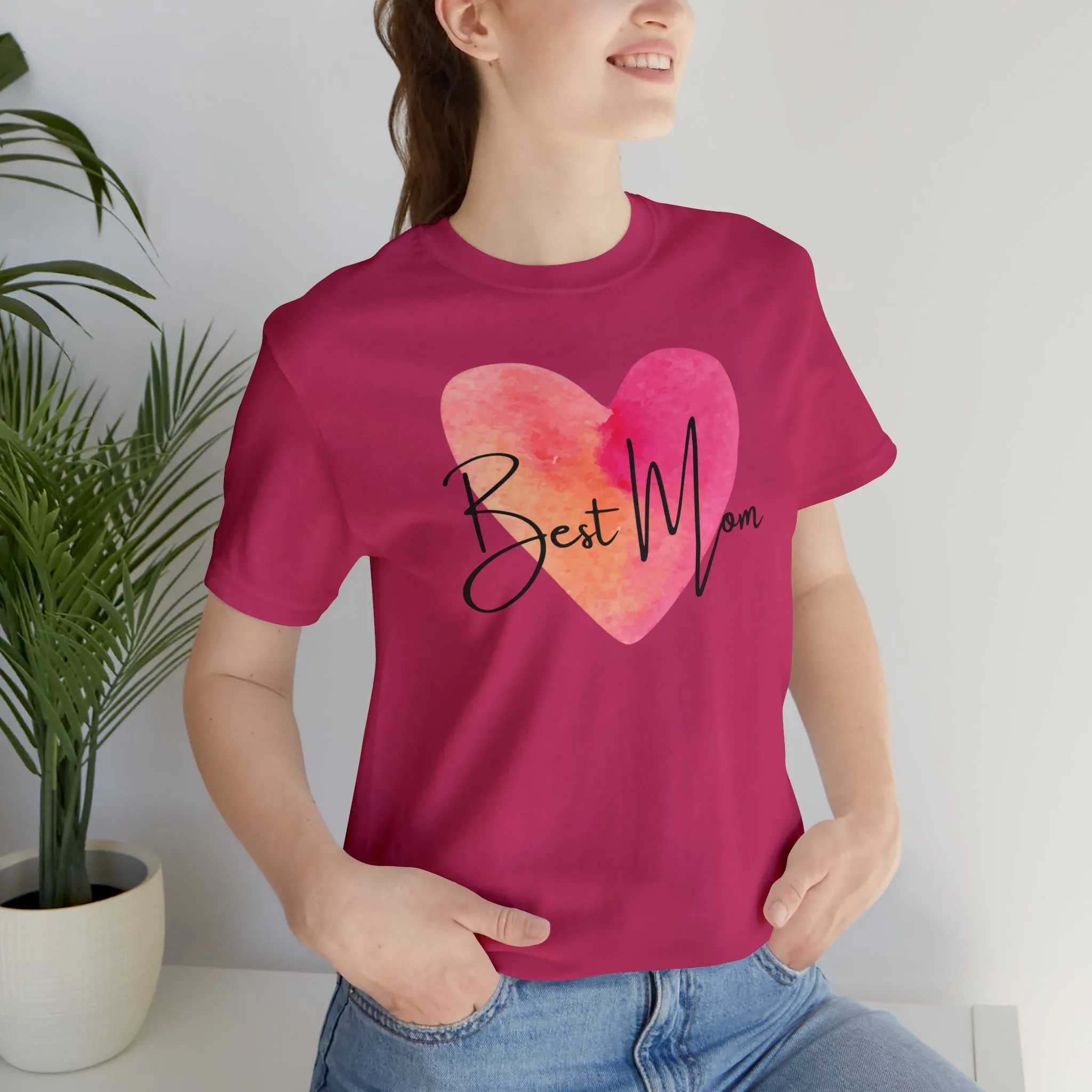 Best Mom Watercolor Heart T-Shirt | Mother Bestie Tee |  Bella Canvas 3001 Unisex | Mama Short Sleeve Tshirt