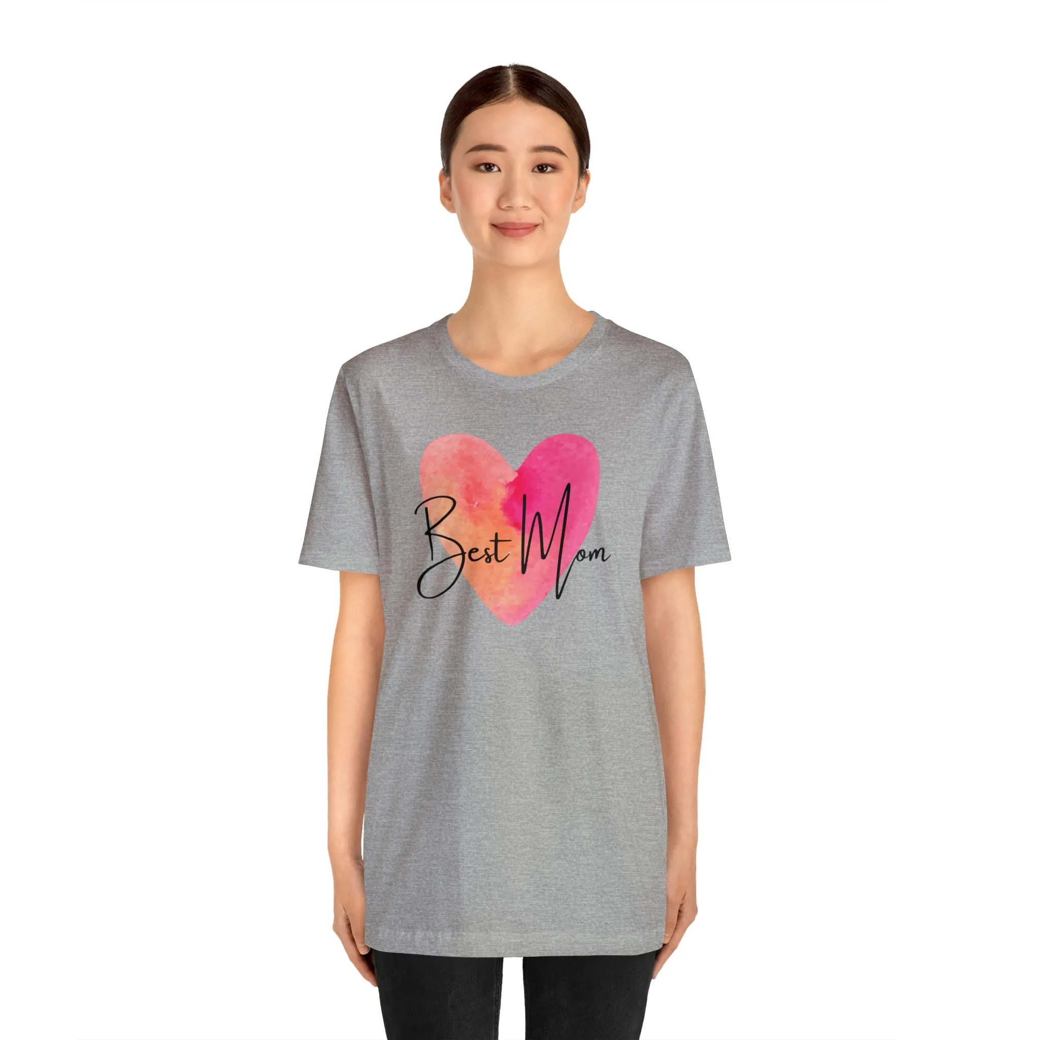 Best Mom Watercolor Heart T-Shirt | Mother Bestie Tee |  Bella Canvas 3001 Unisex | Mama Short Sleeve Tshirt