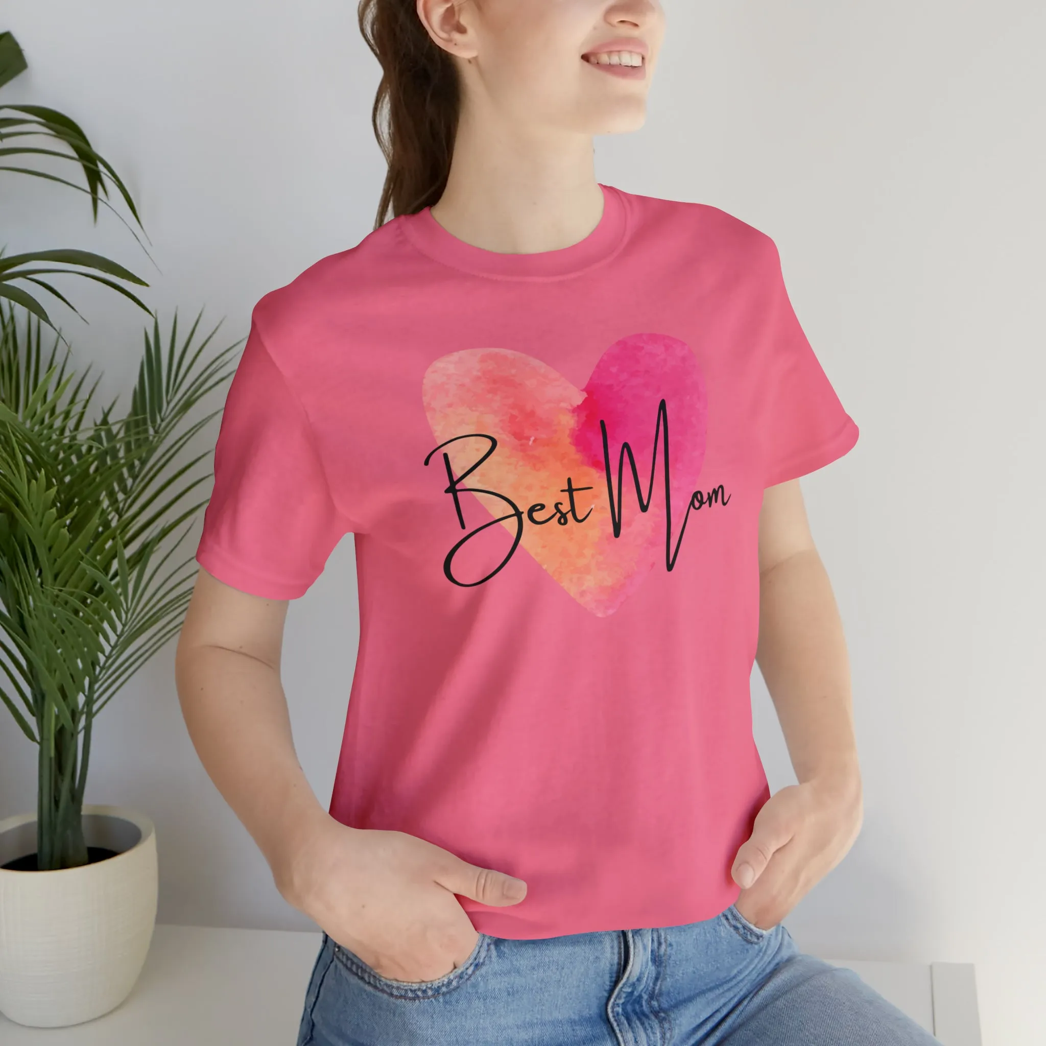 Best Mom Watercolor Heart T-Shirt | Mother Bestie Tee |  Bella Canvas 3001 Unisex | Mama Short Sleeve Tshirt