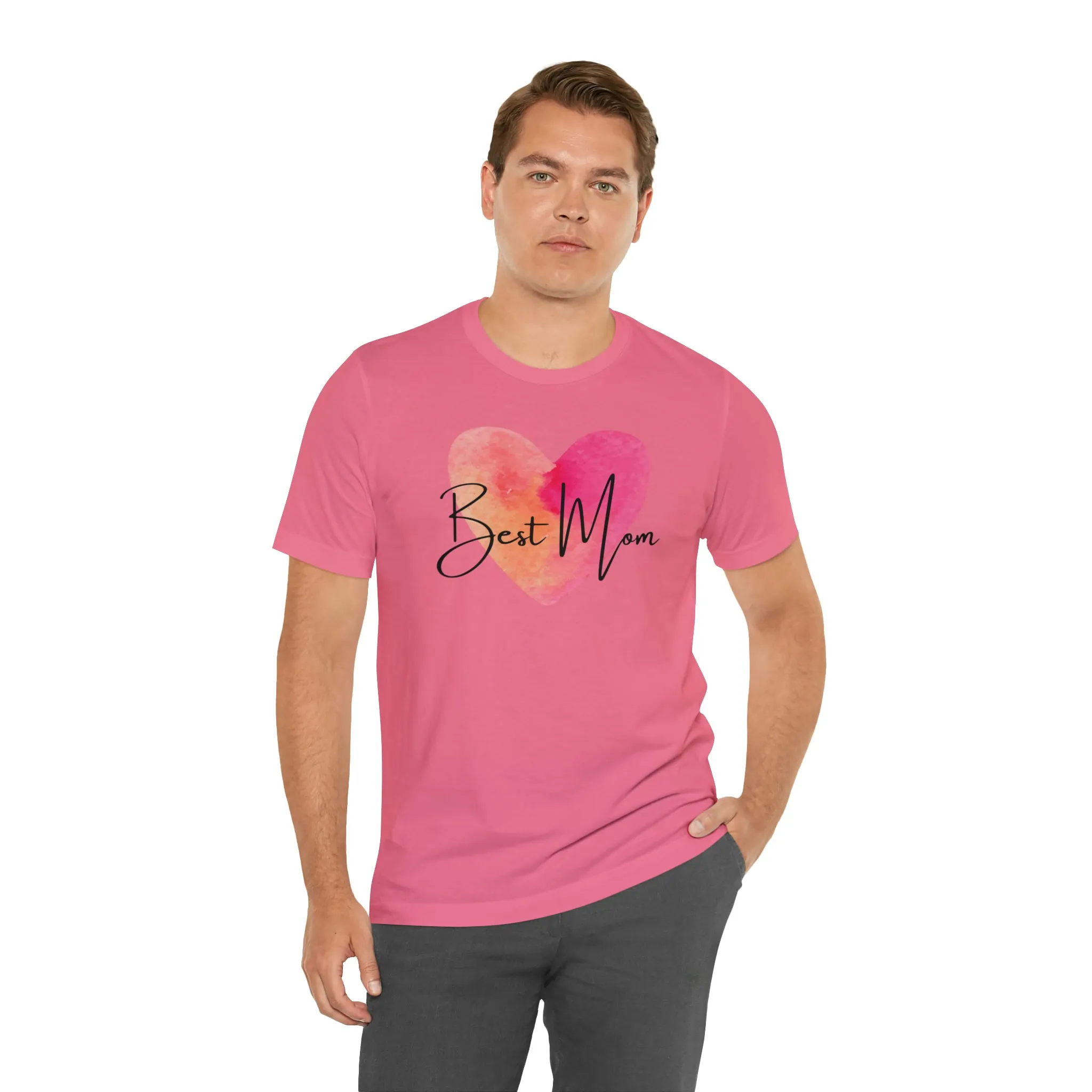 Best Mom Watercolor Heart T-Shirt | Mother Bestie Tee |  Bella Canvas 3001 Unisex | Mama Short Sleeve Tshirt