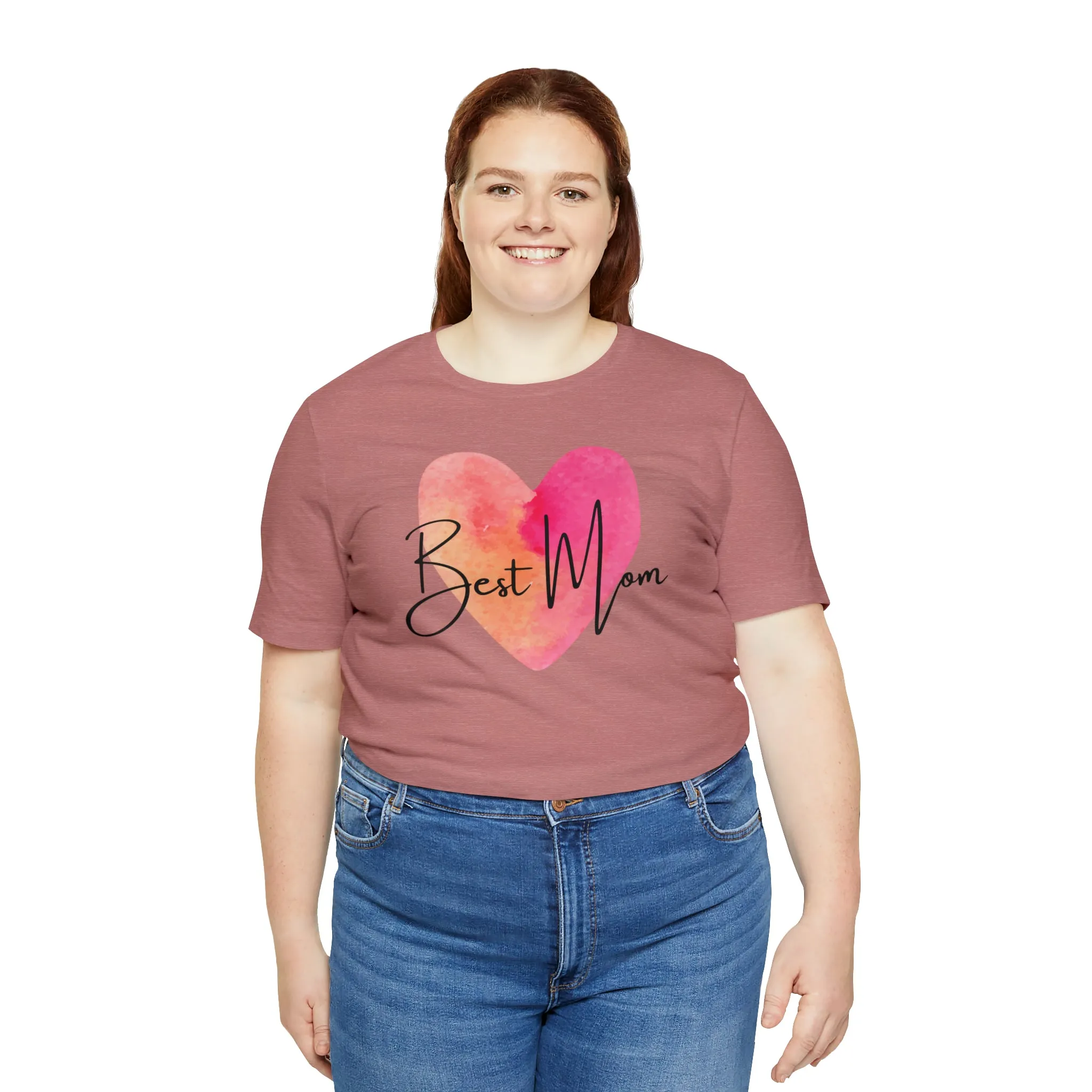 Best Mom Watercolor Heart T-Shirt | Mother Bestie Tee |  Bella Canvas 3001 Unisex | Mama Short Sleeve Tshirt