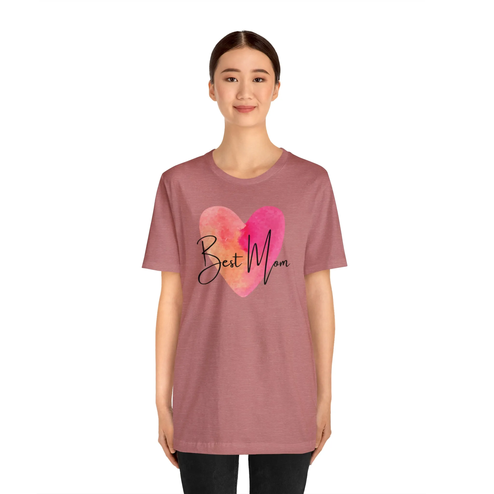 Best Mom Watercolor Heart T-Shirt | Mother Bestie Tee |  Bella Canvas 3001 Unisex | Mama Short Sleeve Tshirt