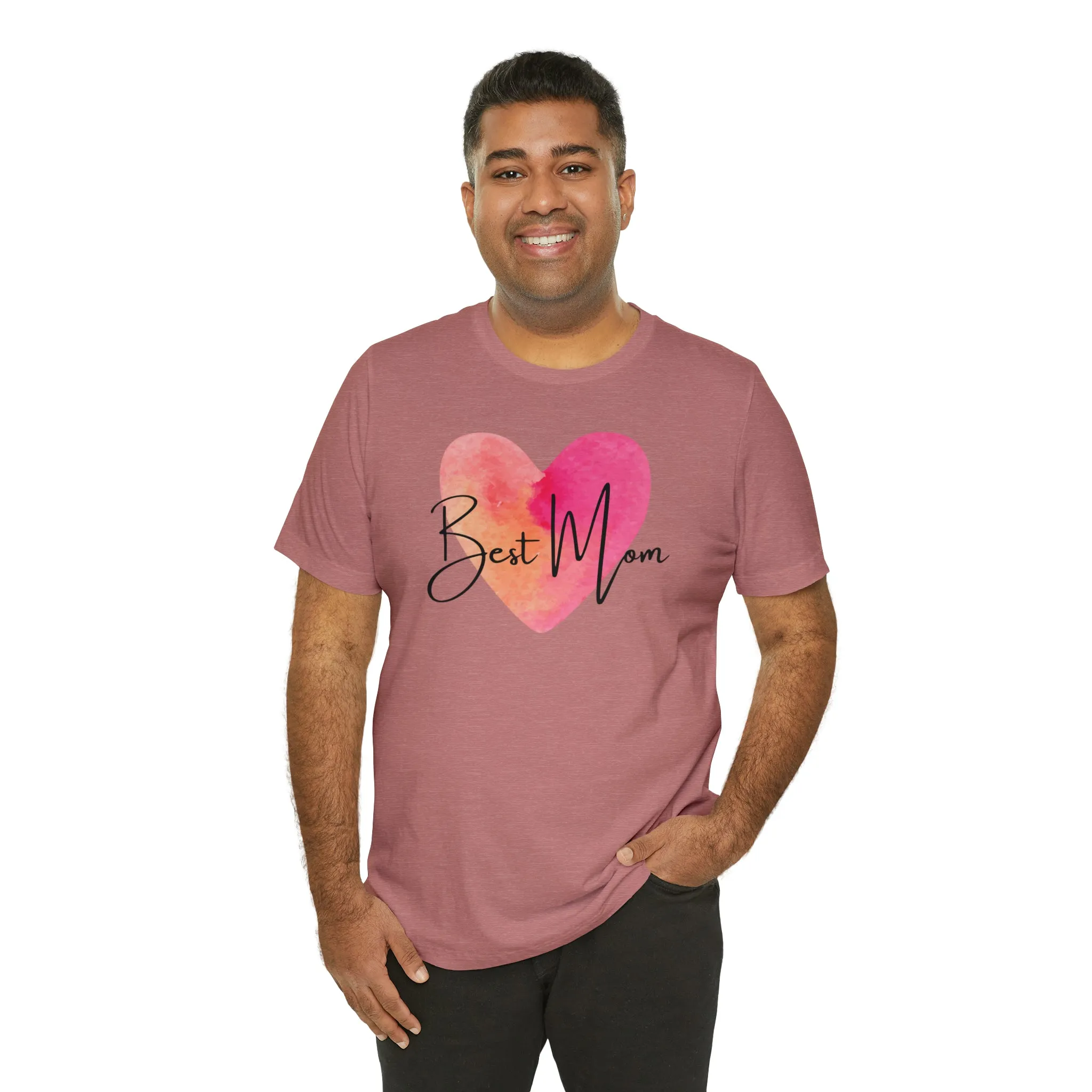 Best Mom Watercolor Heart T-Shirt | Mother Bestie Tee |  Bella Canvas 3001 Unisex | Mama Short Sleeve Tshirt