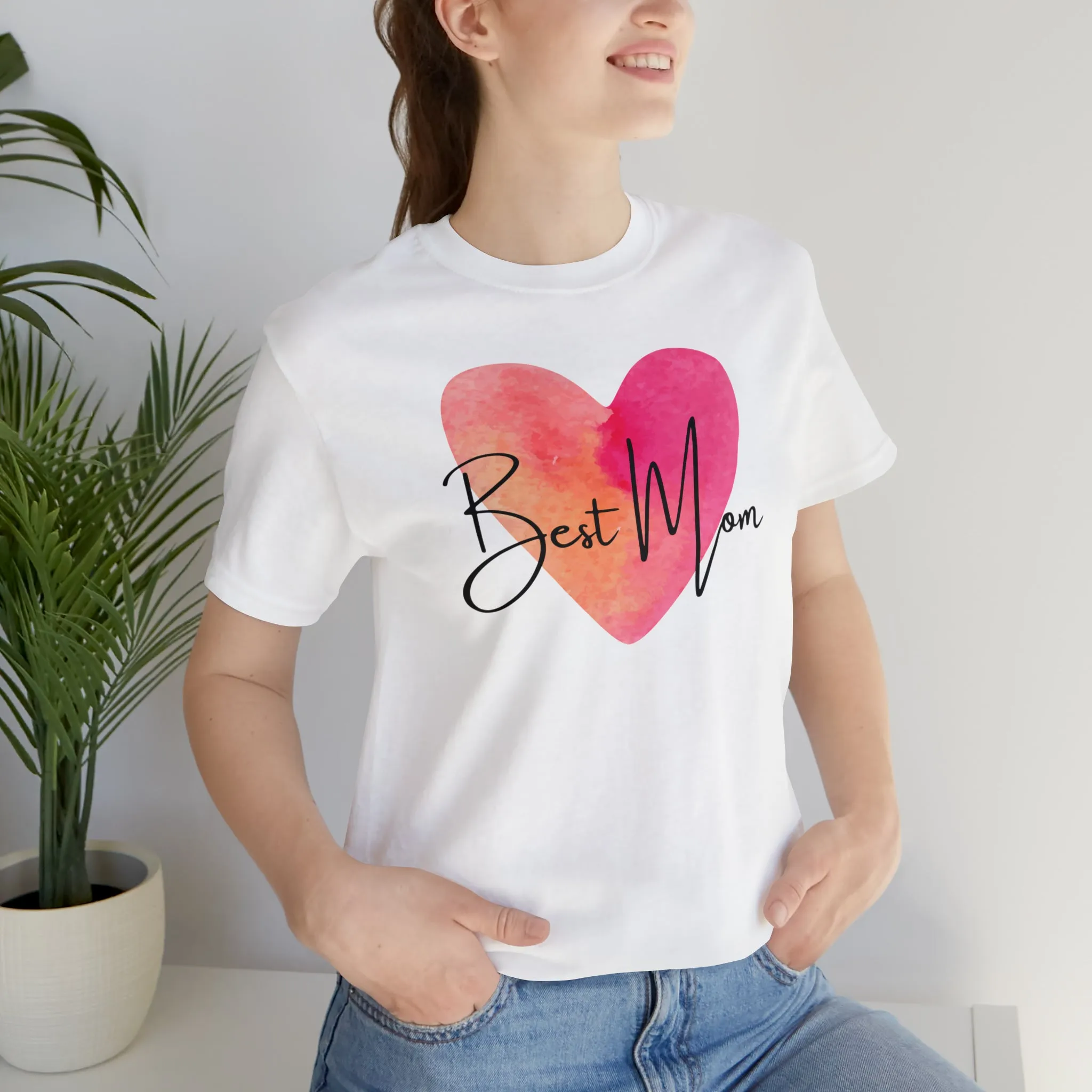 Best Mom Watercolor Heart T-Shirt | Mother Bestie Tee |  Bella Canvas 3001 Unisex | Mama Short Sleeve Tshirt