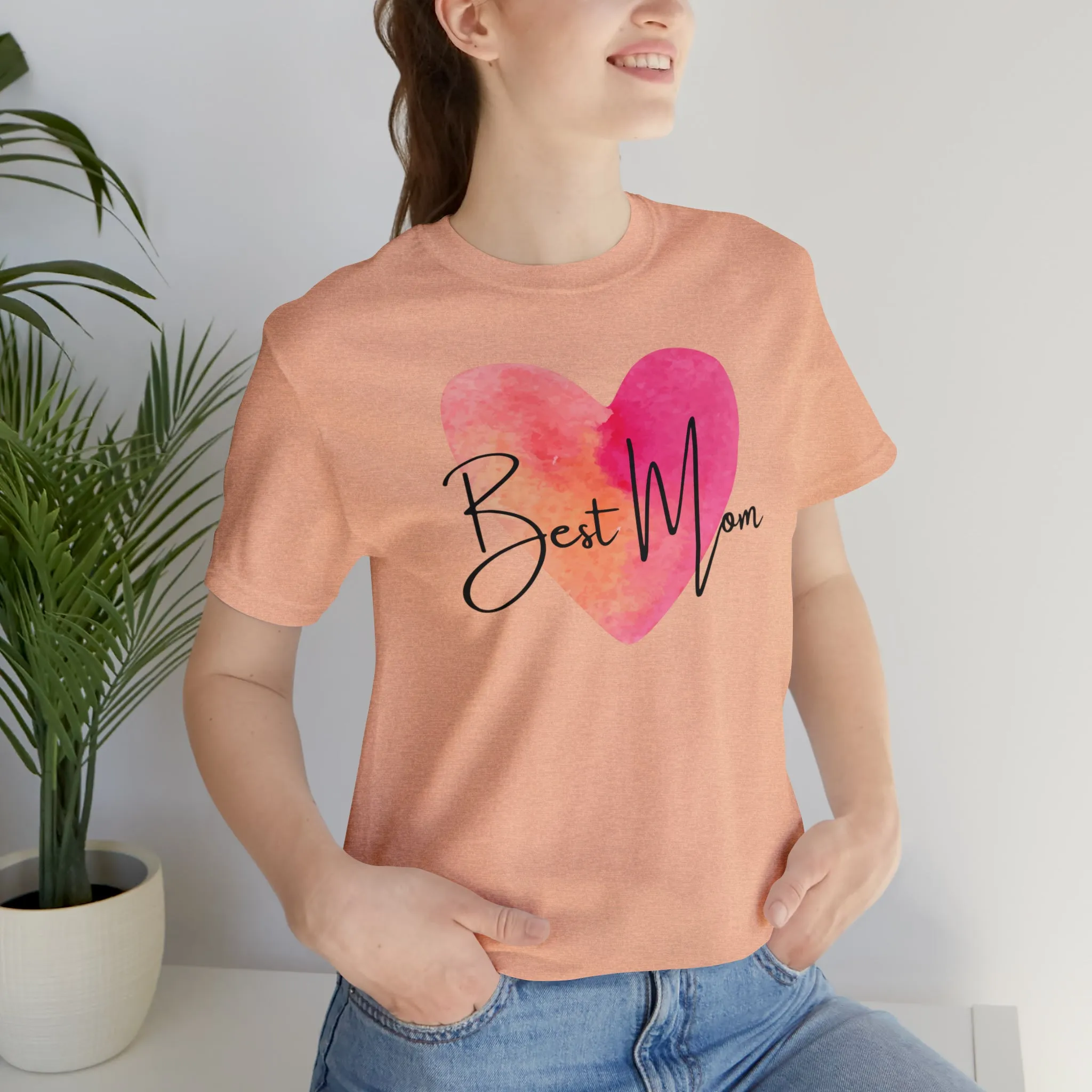 Best Mom Watercolor Heart T-Shirt | Mother Bestie Tee |  Bella Canvas 3001 Unisex | Mama Short Sleeve Tshirt