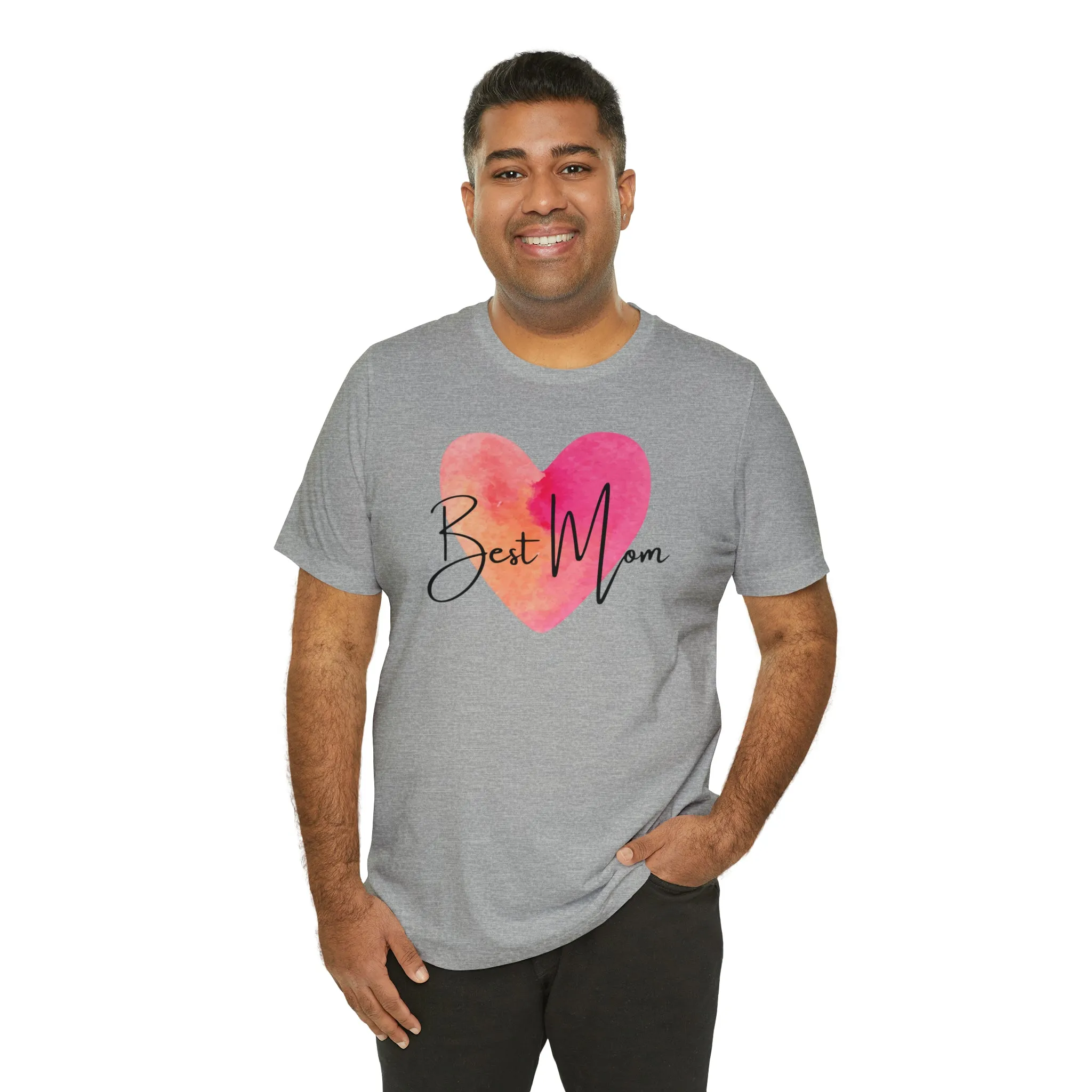 Best Mom Watercolor Heart T-Shirt | Mother Bestie Tee |  Bella Canvas 3001 Unisex | Mama Short Sleeve Tshirt