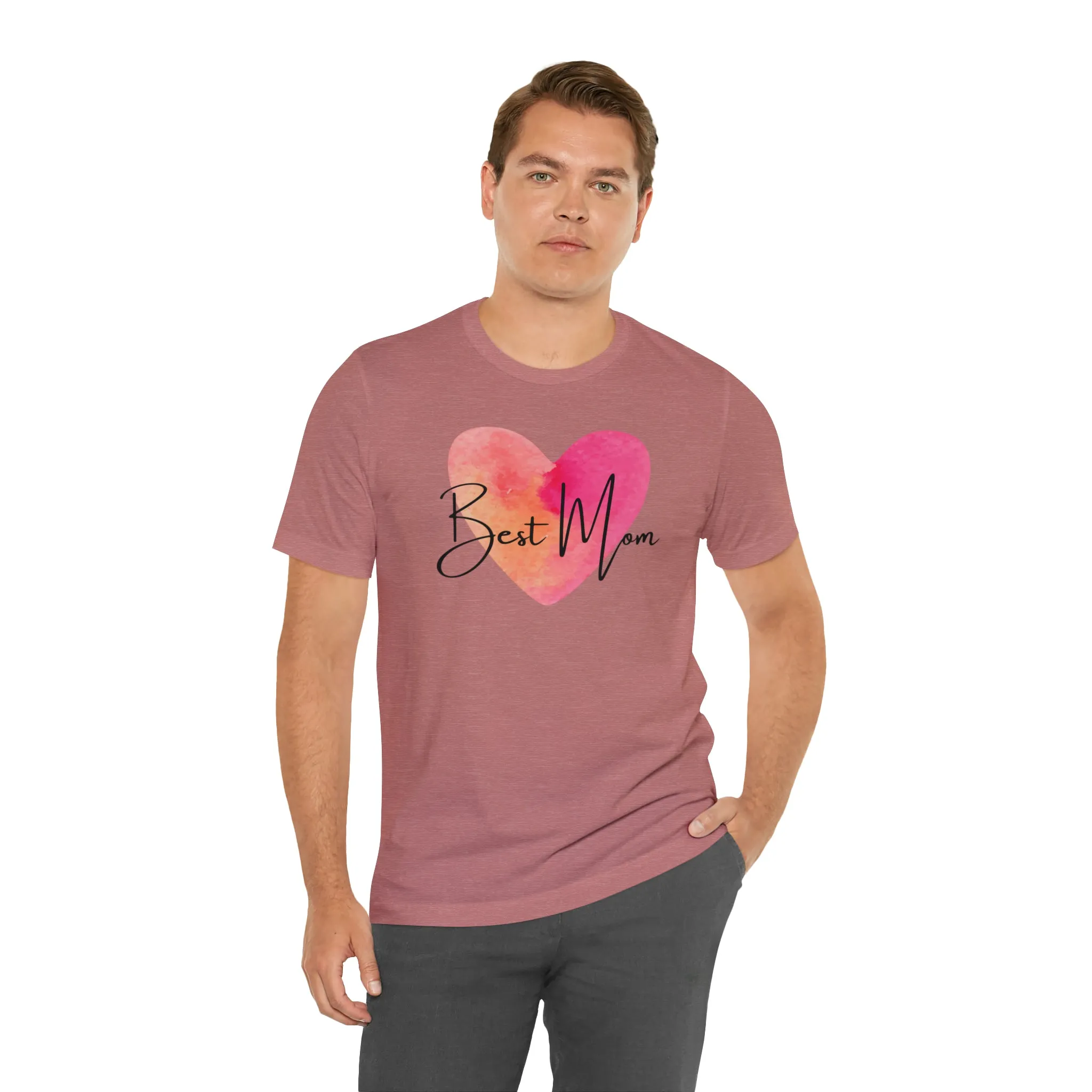 Best Mom Watercolor Heart T-Shirt | Mother Bestie Tee |  Bella Canvas 3001 Unisex | Mama Short Sleeve Tshirt