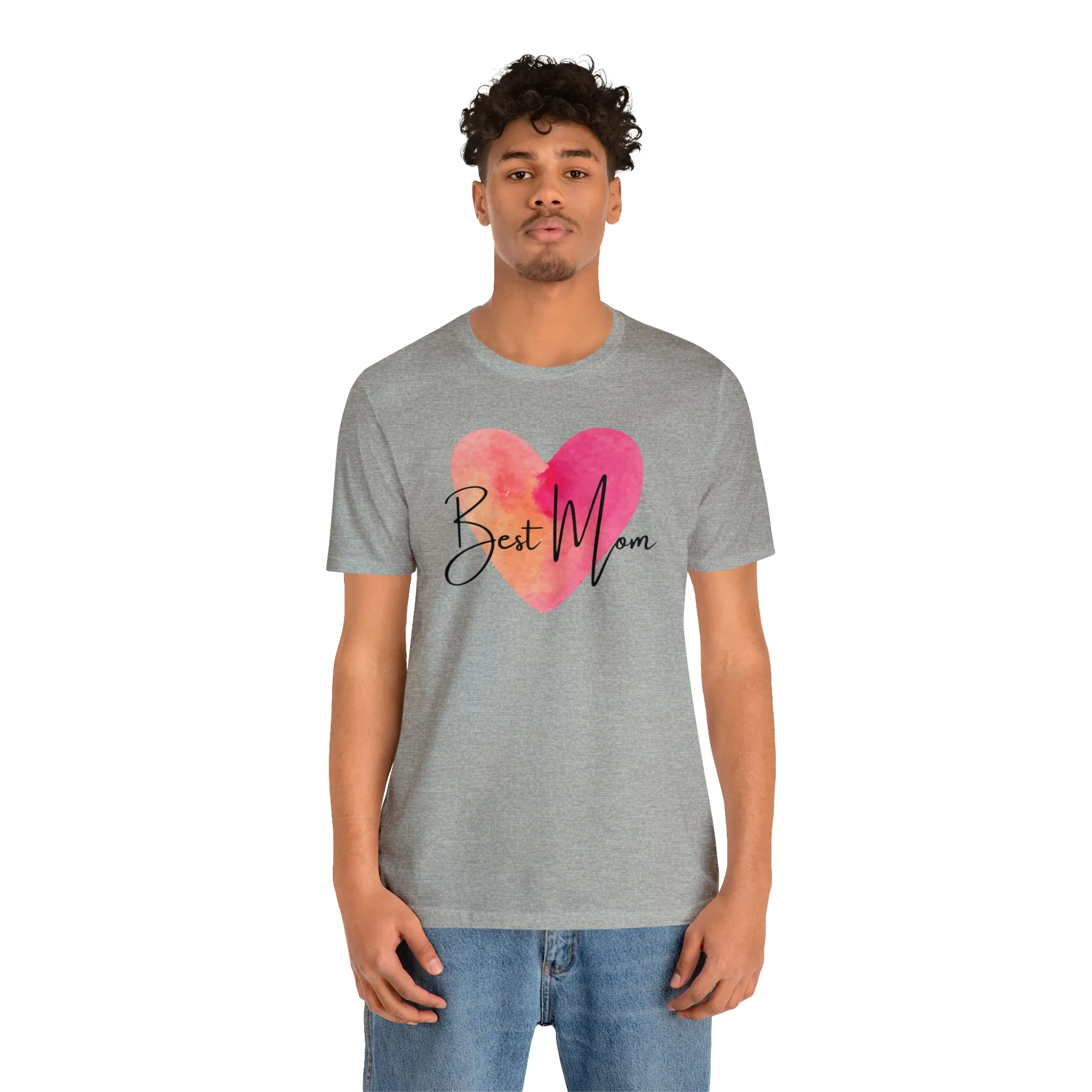 Best Mom Watercolor Heart T-Shirt | Mother Bestie Tee |  Bella Canvas 3001 Unisex | Mama Short Sleeve Tshirt