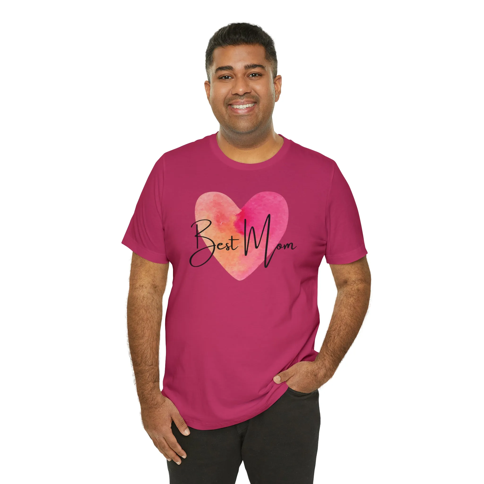 Best Mom Watercolor Heart T-Shirt | Mother Bestie Tee |  Bella Canvas 3001 Unisex | Mama Short Sleeve Tshirt