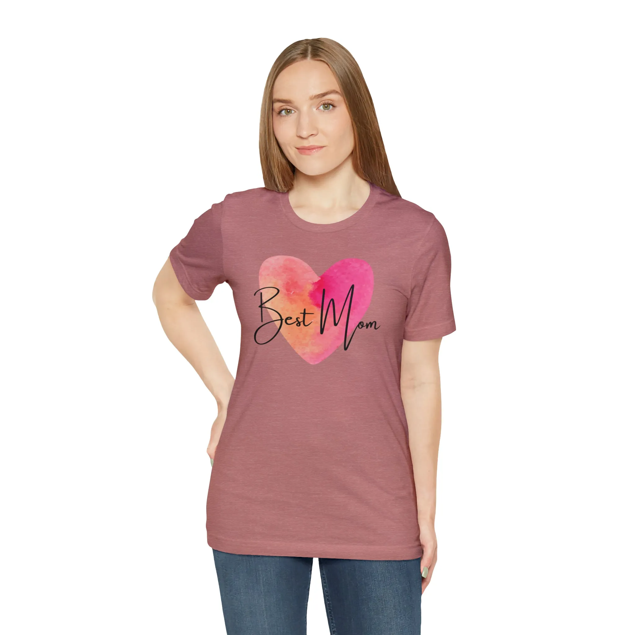 Best Mom Watercolor Heart T-Shirt | Mother Bestie Tee |  Bella Canvas 3001 Unisex | Mama Short Sleeve Tshirt