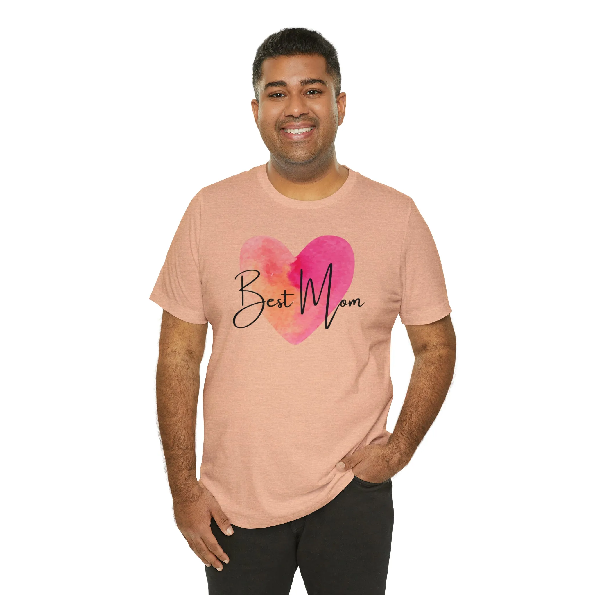 Best Mom Watercolor Heart T-Shirt | Mother Bestie Tee |  Bella Canvas 3001 Unisex | Mama Short Sleeve Tshirt
