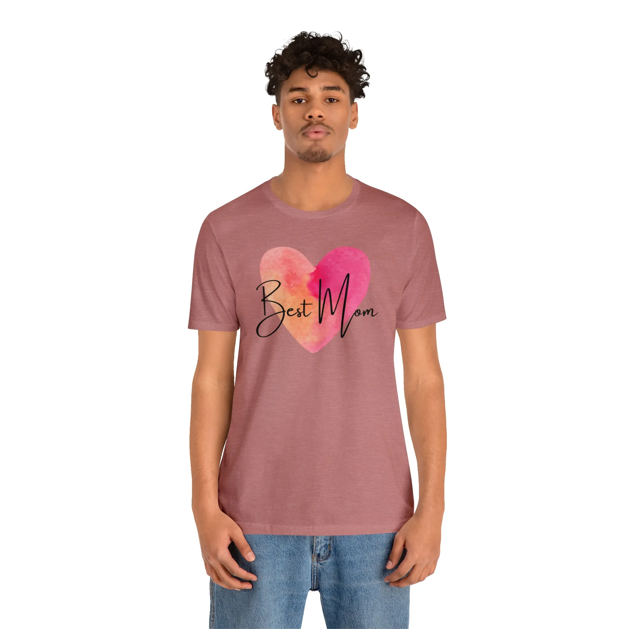 Best Mom Watercolor Heart T-Shirt | Mother Bestie Tee |  Bella Canvas 3001 Unisex | Mama Short Sleeve Tshirt