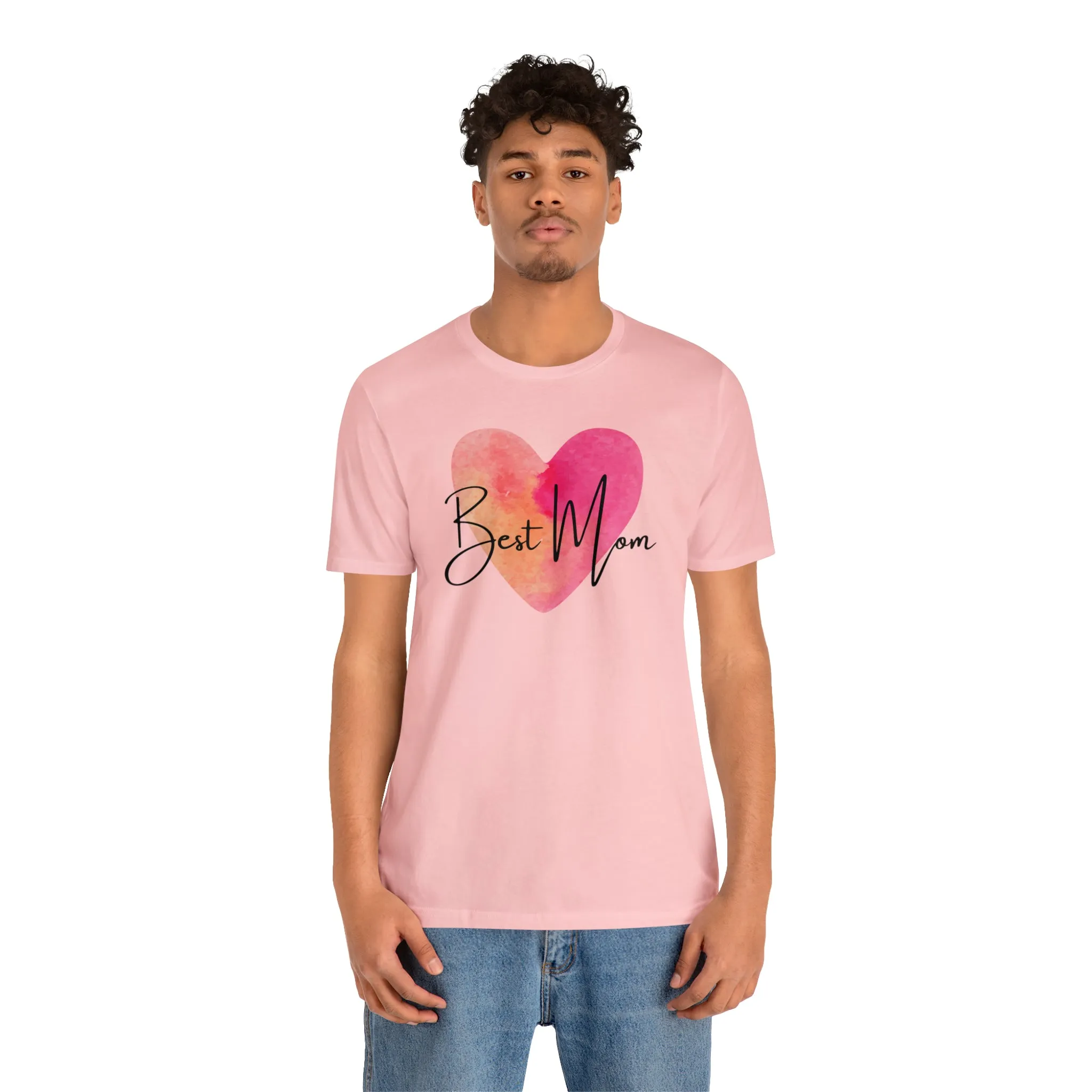 Best Mom Watercolor Heart T-Shirt | Mother Bestie Tee |  Bella Canvas 3001 Unisex | Mama Short Sleeve Tshirt