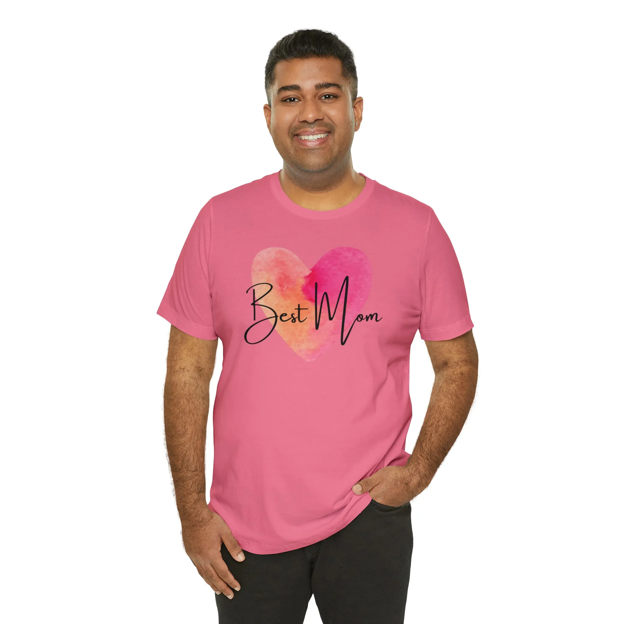 Best Mom Watercolor Heart T-Shirt | Mother Bestie Tee |  Bella Canvas 3001 Unisex | Mama Short Sleeve Tshirt