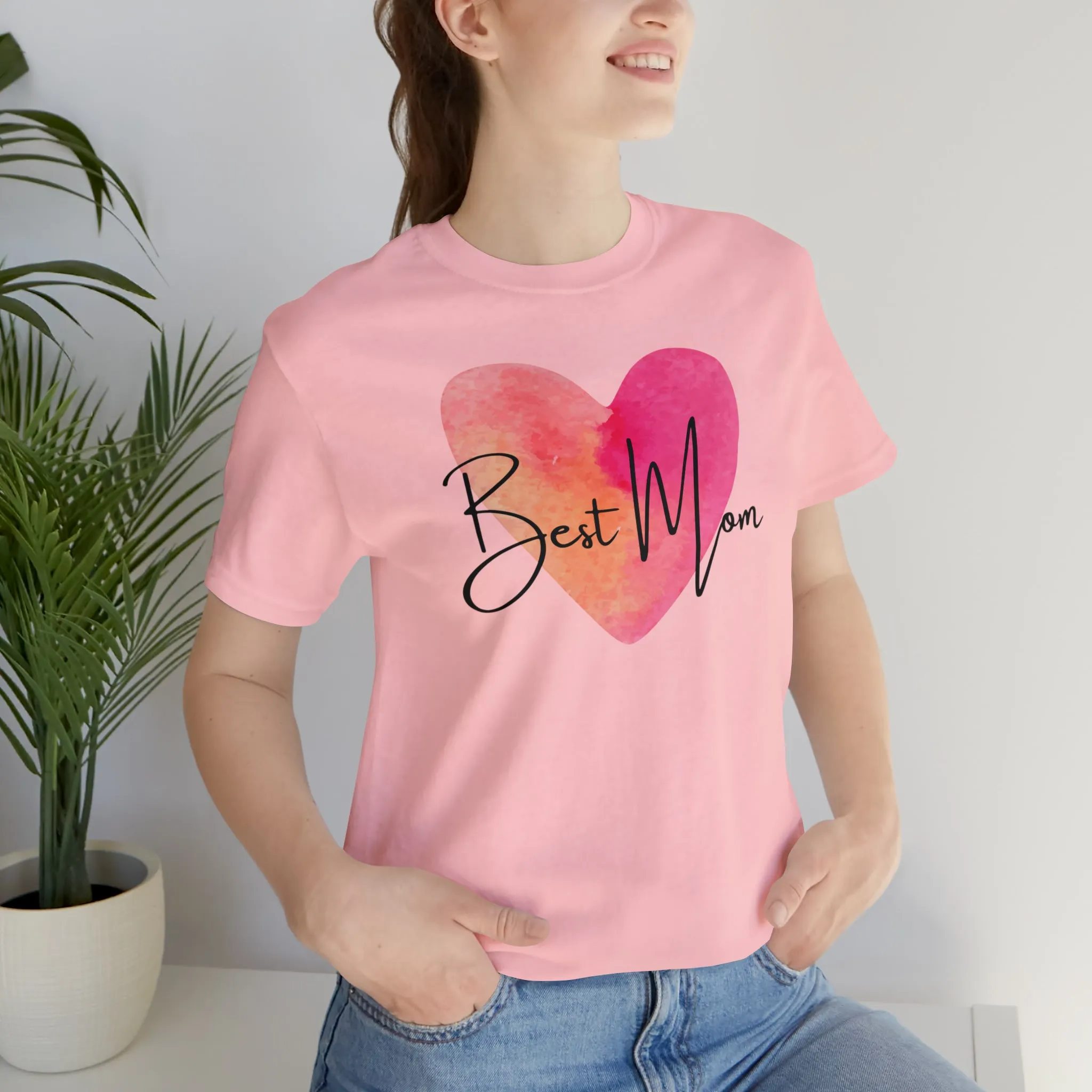 Best Mom Watercolor Heart T-Shirt | Mother Bestie Tee |  Bella Canvas 3001 Unisex | Mama Short Sleeve Tshirt