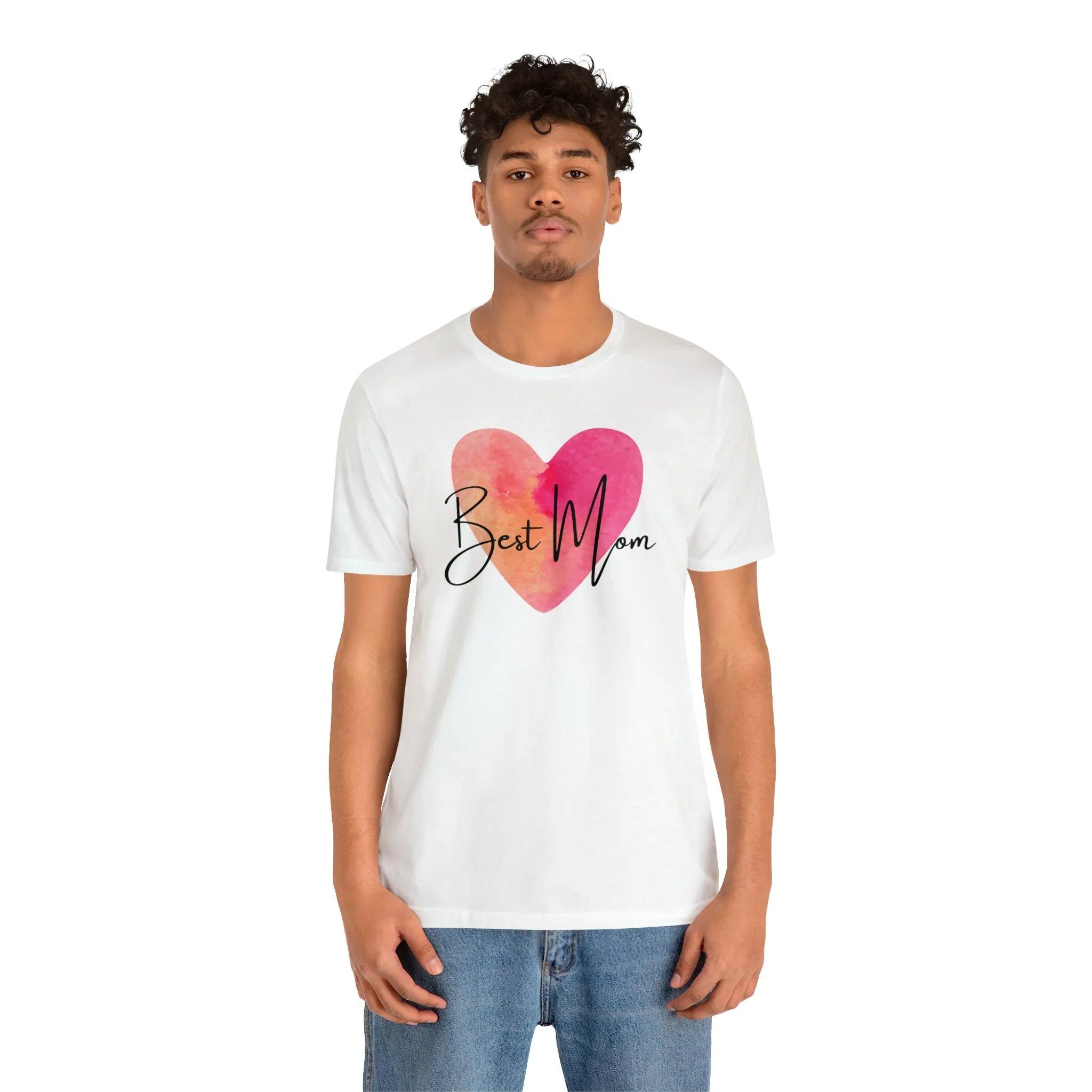 Best Mom Watercolor Heart T-Shirt | Mother Bestie Tee |  Bella Canvas 3001 Unisex | Mama Short Sleeve Tshirt