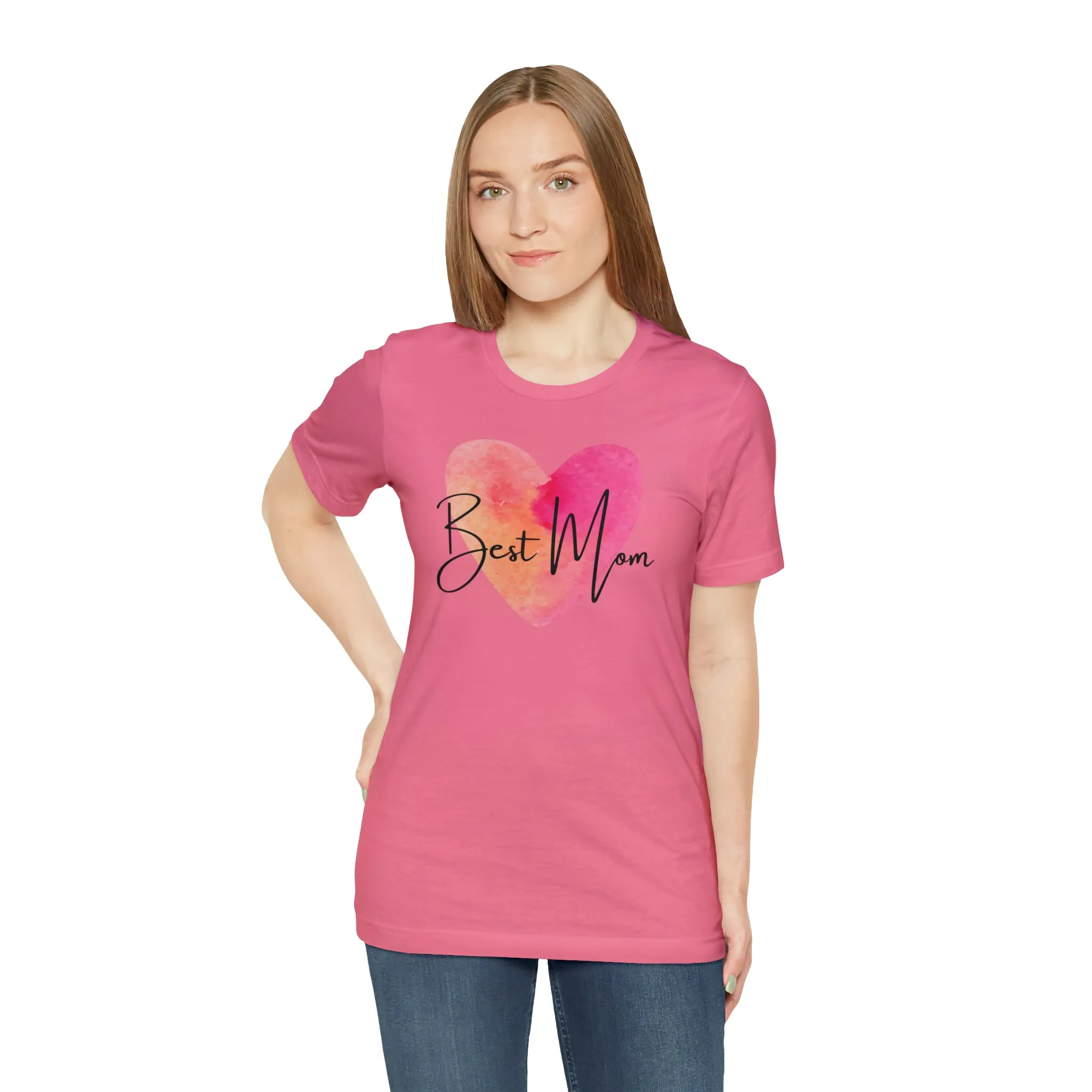 Best Mom Watercolor Heart T-Shirt | Mother Bestie Tee |  Bella Canvas 3001 Unisex | Mama Short Sleeve Tshirt
