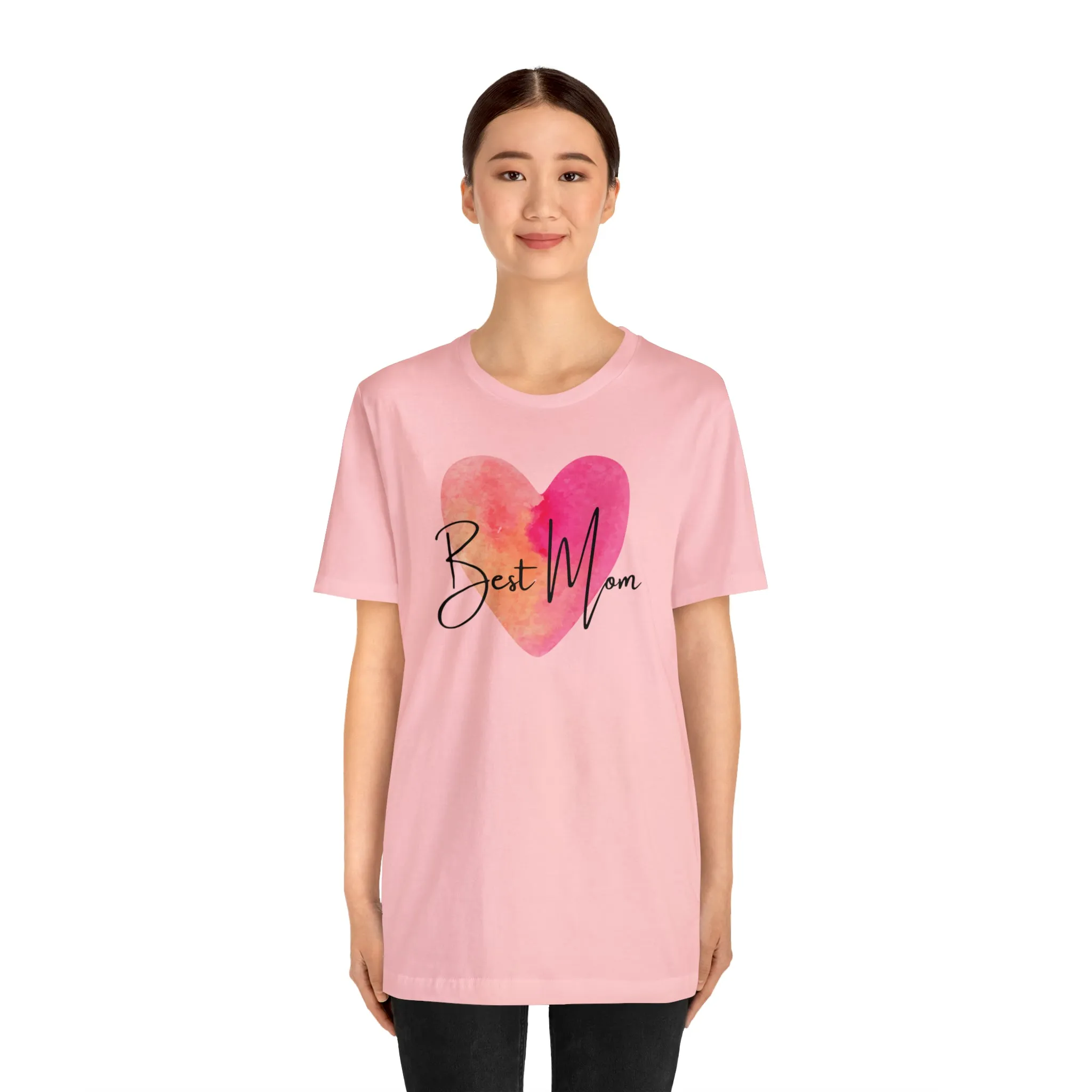 Best Mom Watercolor Heart T-Shirt | Mother Bestie Tee |  Bella Canvas 3001 Unisex | Mama Short Sleeve Tshirt