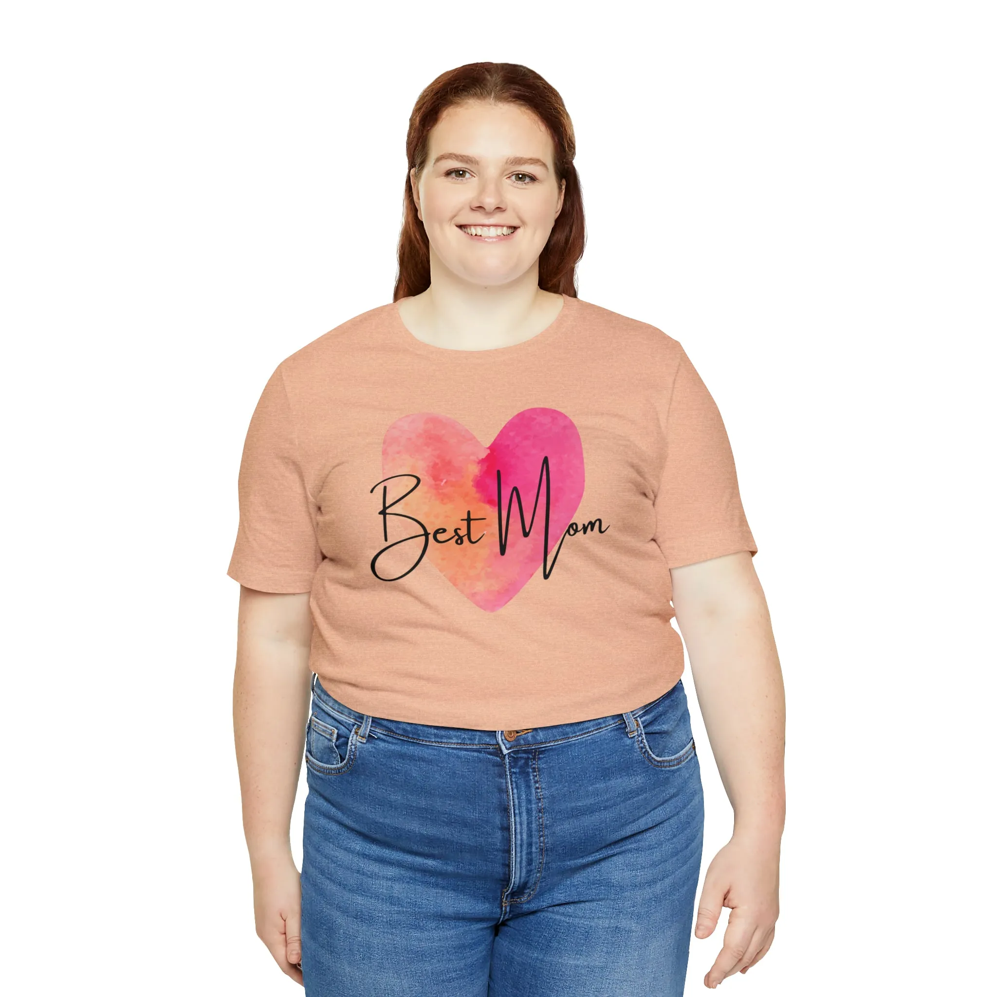 Best Mom Watercolor Heart T-Shirt | Mother Bestie Tee |  Bella Canvas 3001 Unisex | Mama Short Sleeve Tshirt