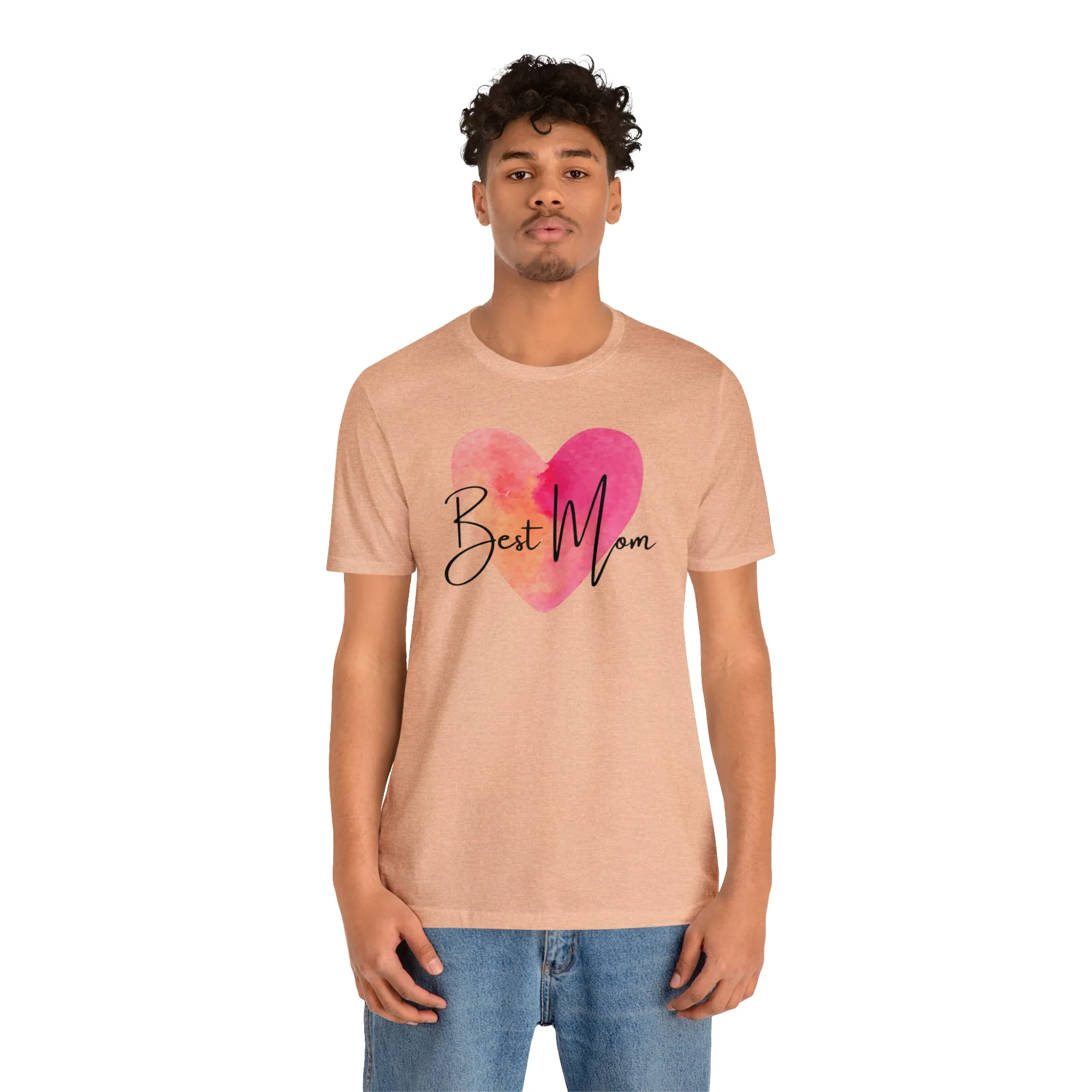 Best Mom Watercolor Heart T-Shirt | Mother Bestie Tee |  Bella Canvas 3001 Unisex | Mama Short Sleeve Tshirt