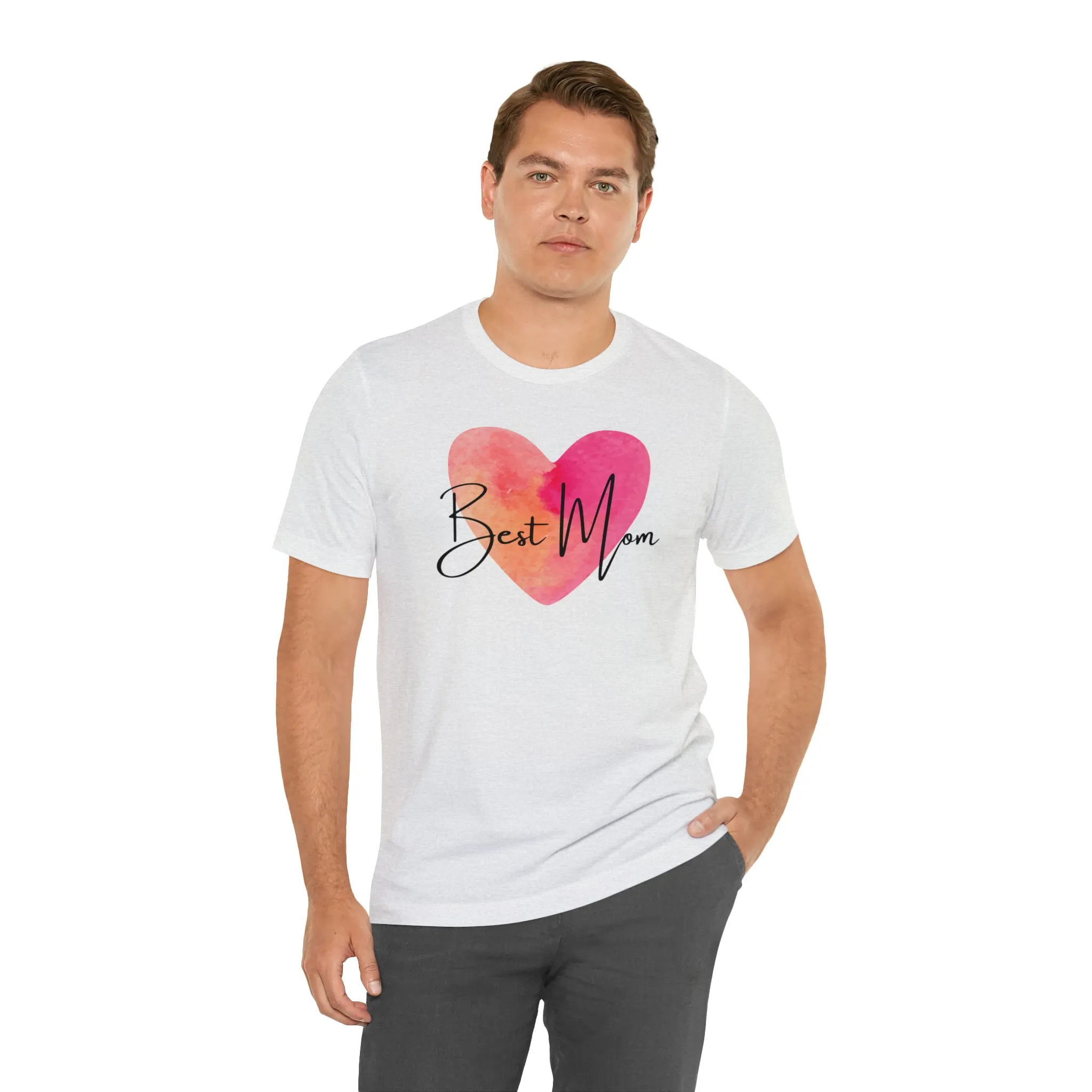 Best Mom Watercolor Heart T-Shirt | Mother Bestie Tee |  Bella Canvas 3001 Unisex | Mama Short Sleeve Tshirt