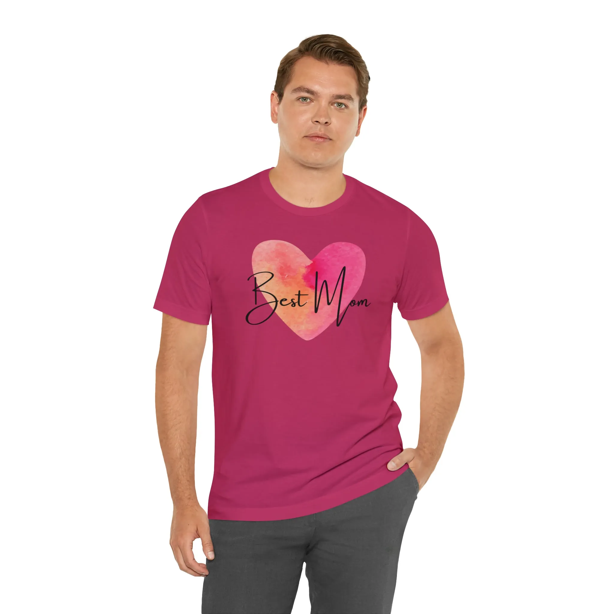 Best Mom Watercolor Heart T-Shirt | Mother Bestie Tee |  Bella Canvas 3001 Unisex | Mama Short Sleeve Tshirt