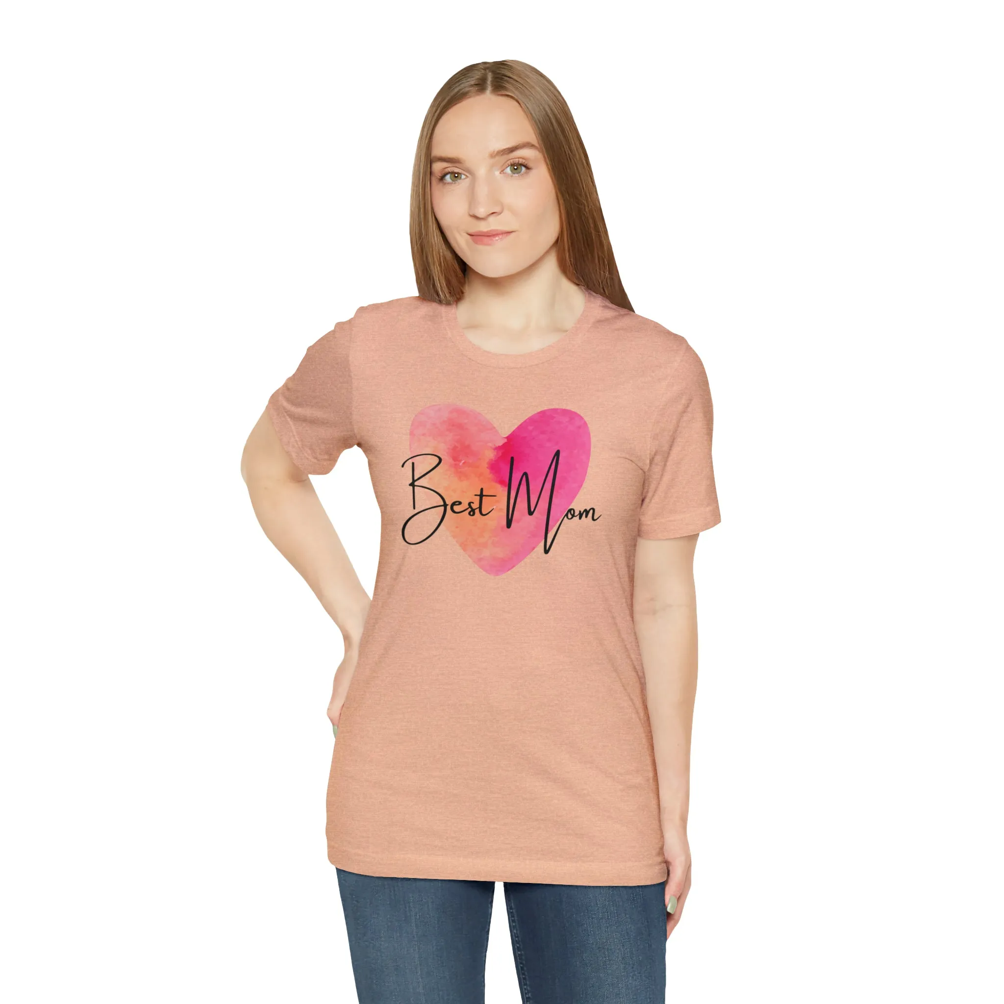 Best Mom Watercolor Heart T-Shirt | Mother Bestie Tee |  Bella Canvas 3001 Unisex | Mama Short Sleeve Tshirt