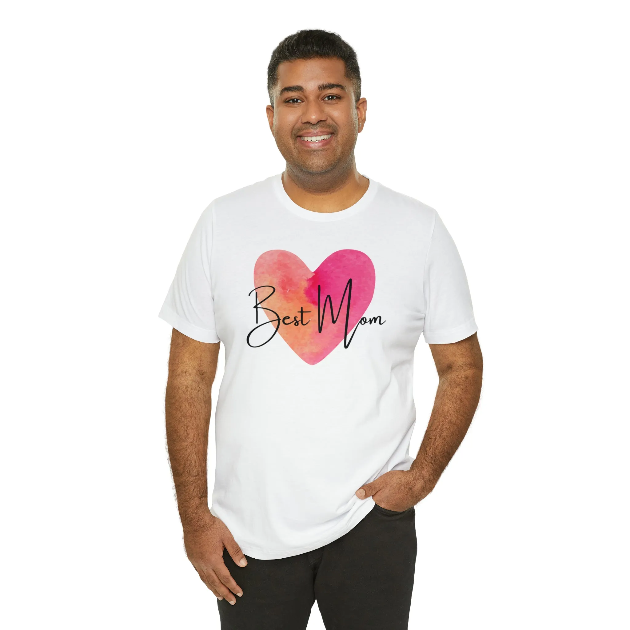 Best Mom Watercolor Heart T-Shirt | Mother Bestie Tee |  Bella Canvas 3001 Unisex | Mama Short Sleeve Tshirt