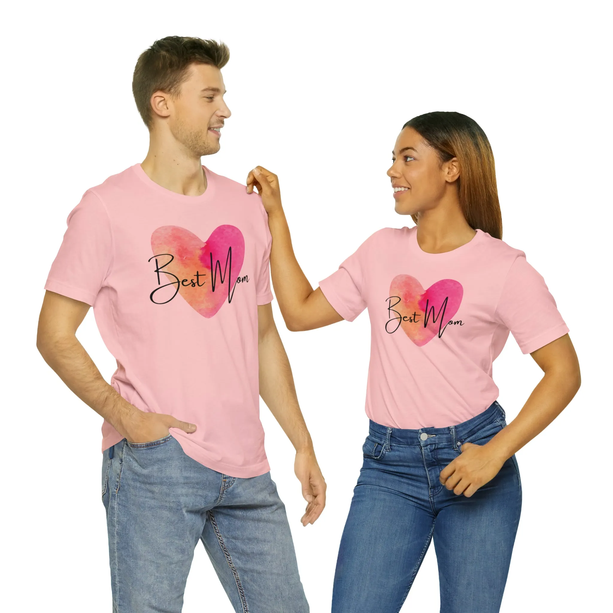 Best Mom Watercolor Heart T-Shirt | Mother Bestie Tee |  Bella Canvas 3001 Unisex | Mama Short Sleeve Tshirt