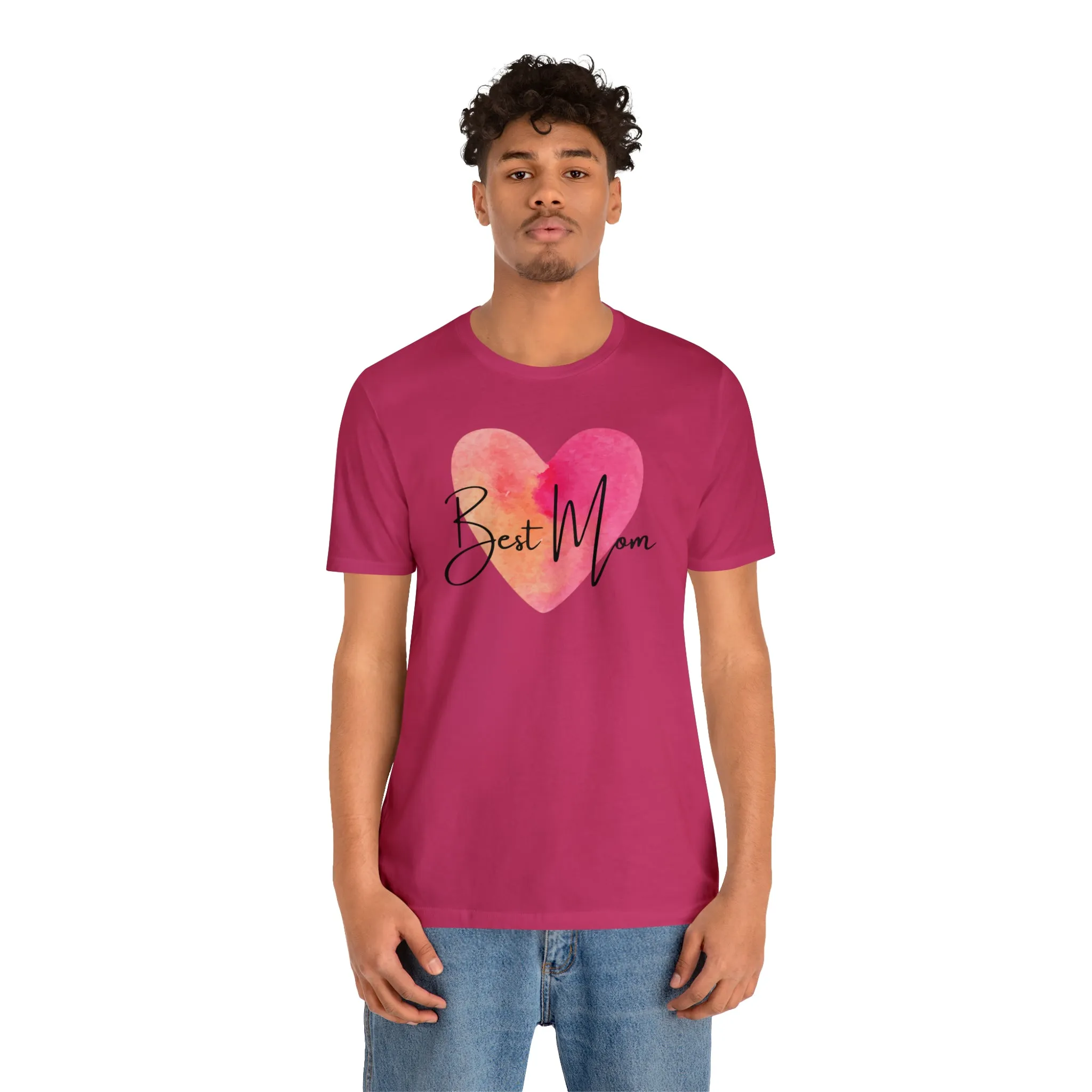 Best Mom Watercolor Heart T-Shirt | Mother Bestie Tee |  Bella Canvas 3001 Unisex | Mama Short Sleeve Tshirt