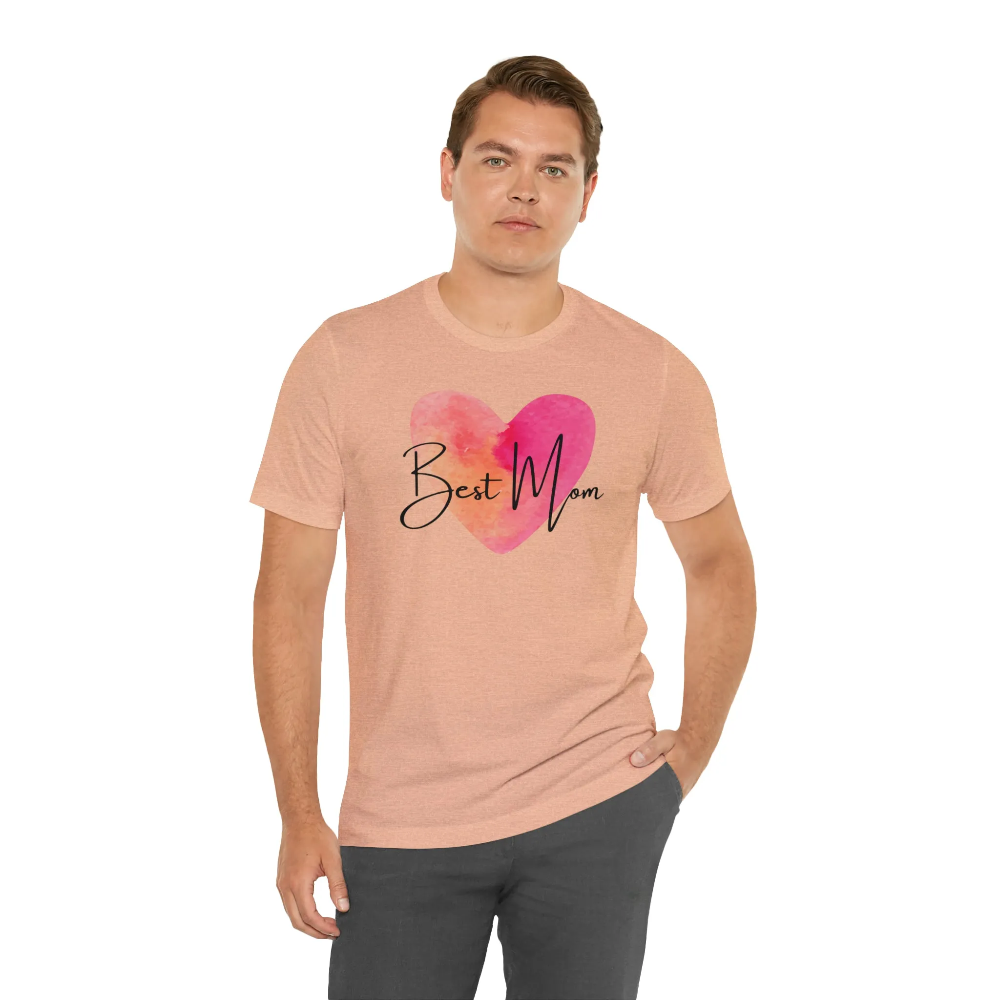 Best Mom Watercolor Heart T-Shirt | Mother Bestie Tee |  Bella Canvas 3001 Unisex | Mama Short Sleeve Tshirt