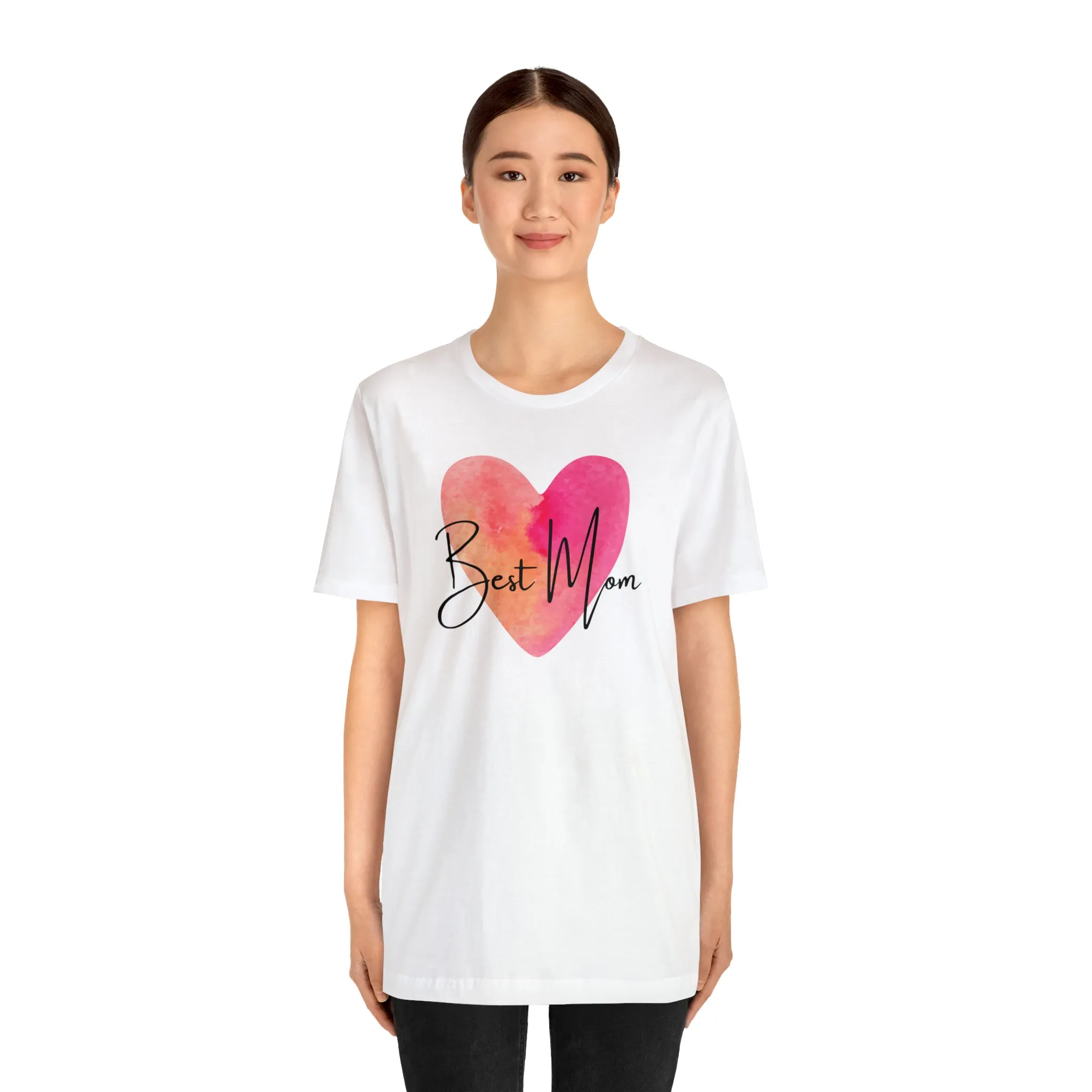 Best Mom Watercolor Heart T-Shirt | Mother Bestie Tee |  Bella Canvas 3001 Unisex | Mama Short Sleeve Tshirt
