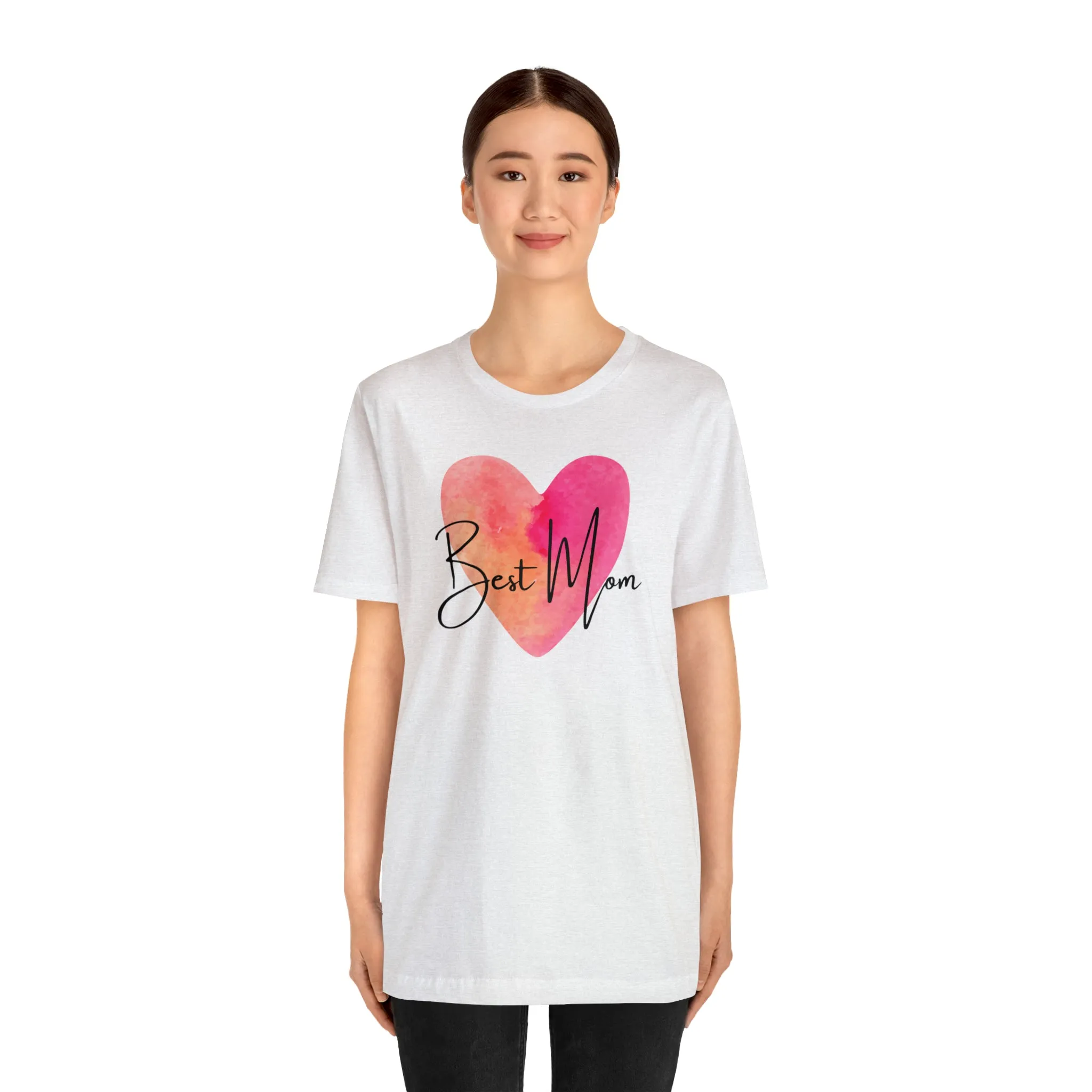 Best Mom Watercolor Heart T-Shirt | Mother Bestie Tee |  Bella Canvas 3001 Unisex | Mama Short Sleeve Tshirt