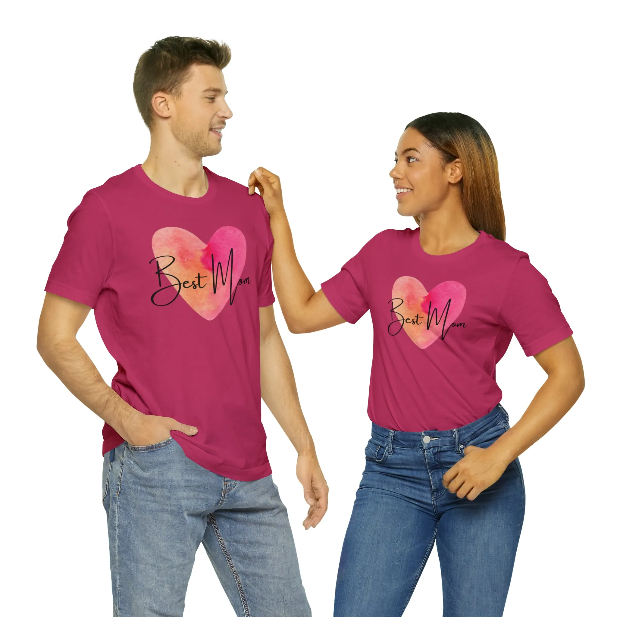 Best Mom Watercolor Heart T-Shirt | Mother Bestie Tee |  Bella Canvas 3001 Unisex | Mama Short Sleeve Tshirt
