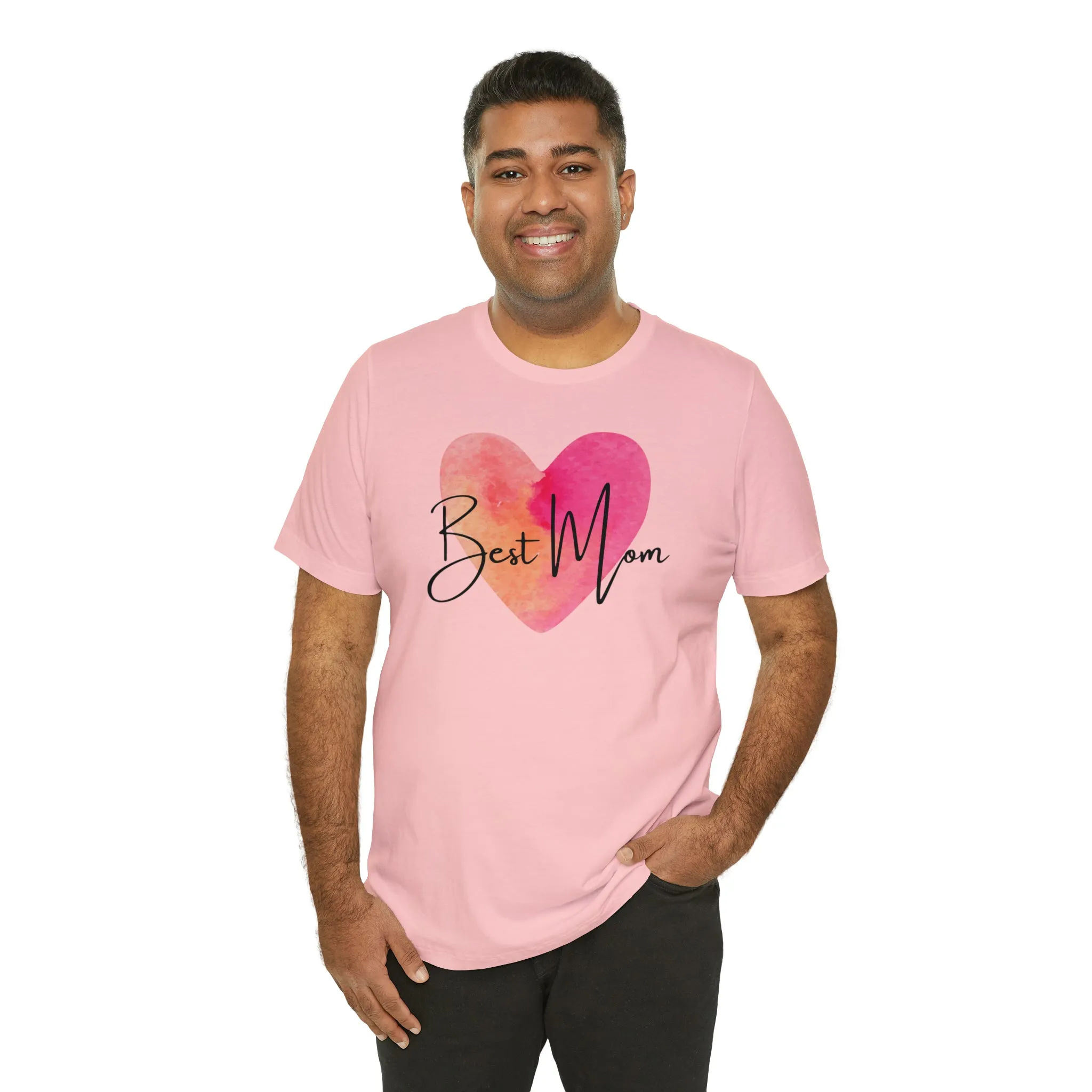 Best Mom Watercolor Heart T-Shirt | Mother Bestie Tee |  Bella Canvas 3001 Unisex | Mama Short Sleeve Tshirt