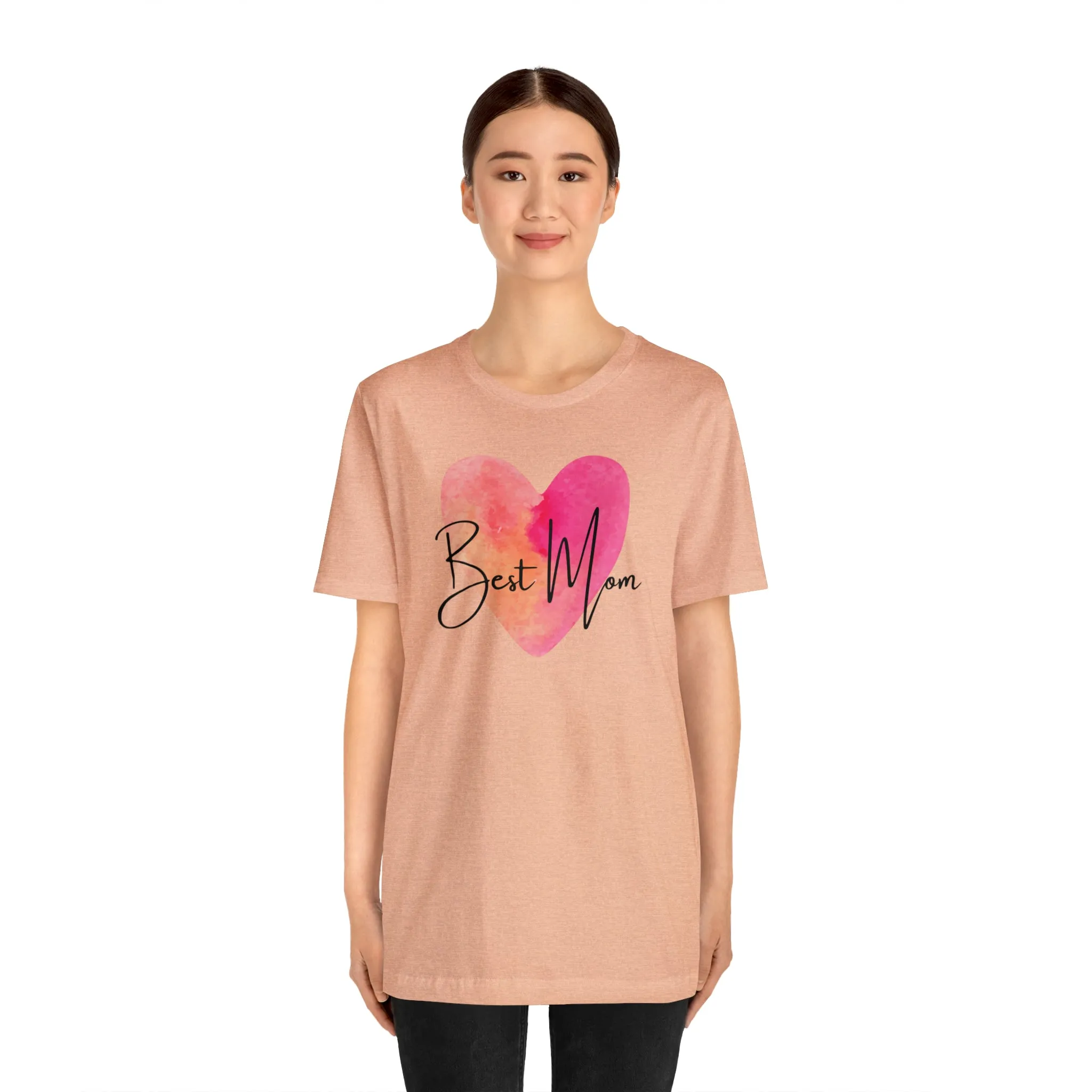Best Mom Watercolor Heart T-Shirt | Mother Bestie Tee |  Bella Canvas 3001 Unisex | Mama Short Sleeve Tshirt