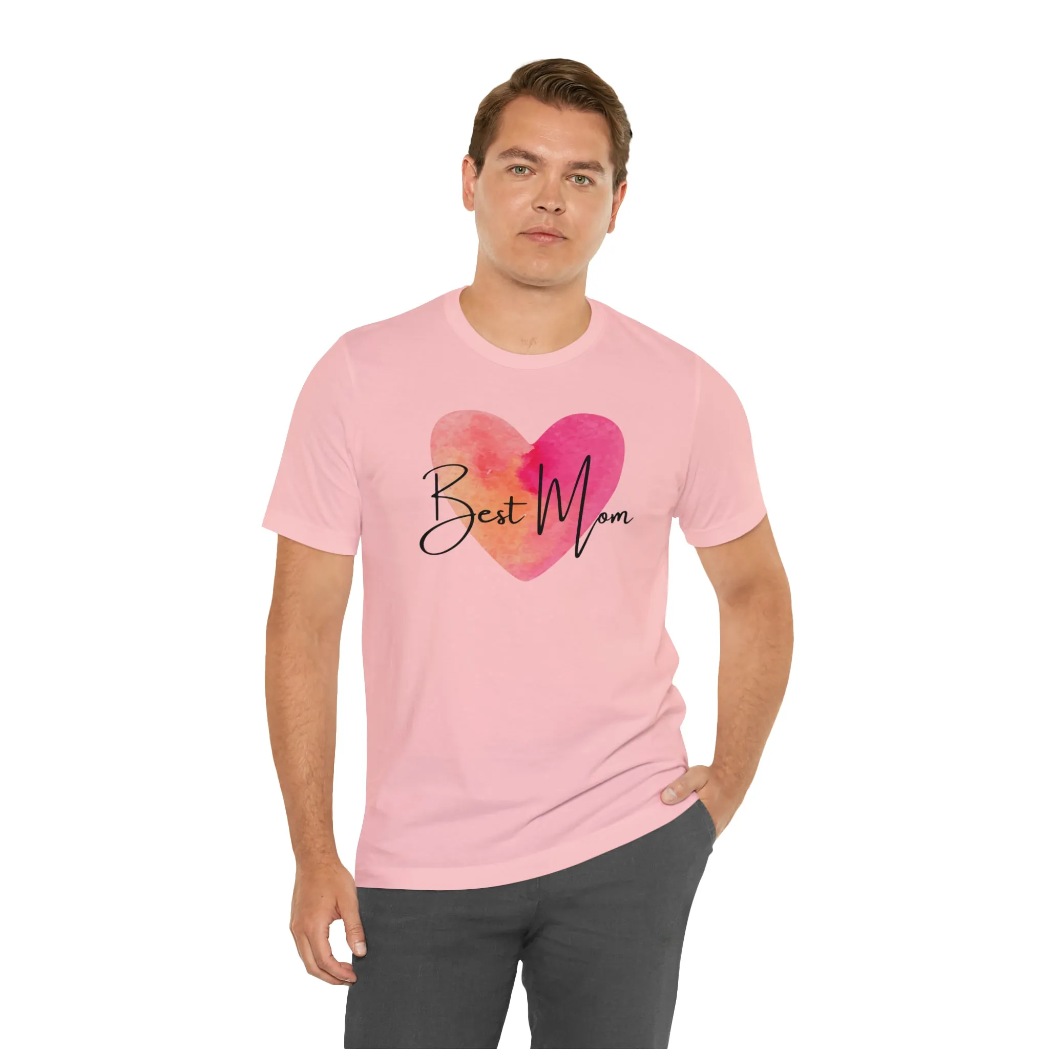 Best Mom Watercolor Heart T-Shirt | Mother Bestie Tee |  Bella Canvas 3001 Unisex | Mama Short Sleeve Tshirt
