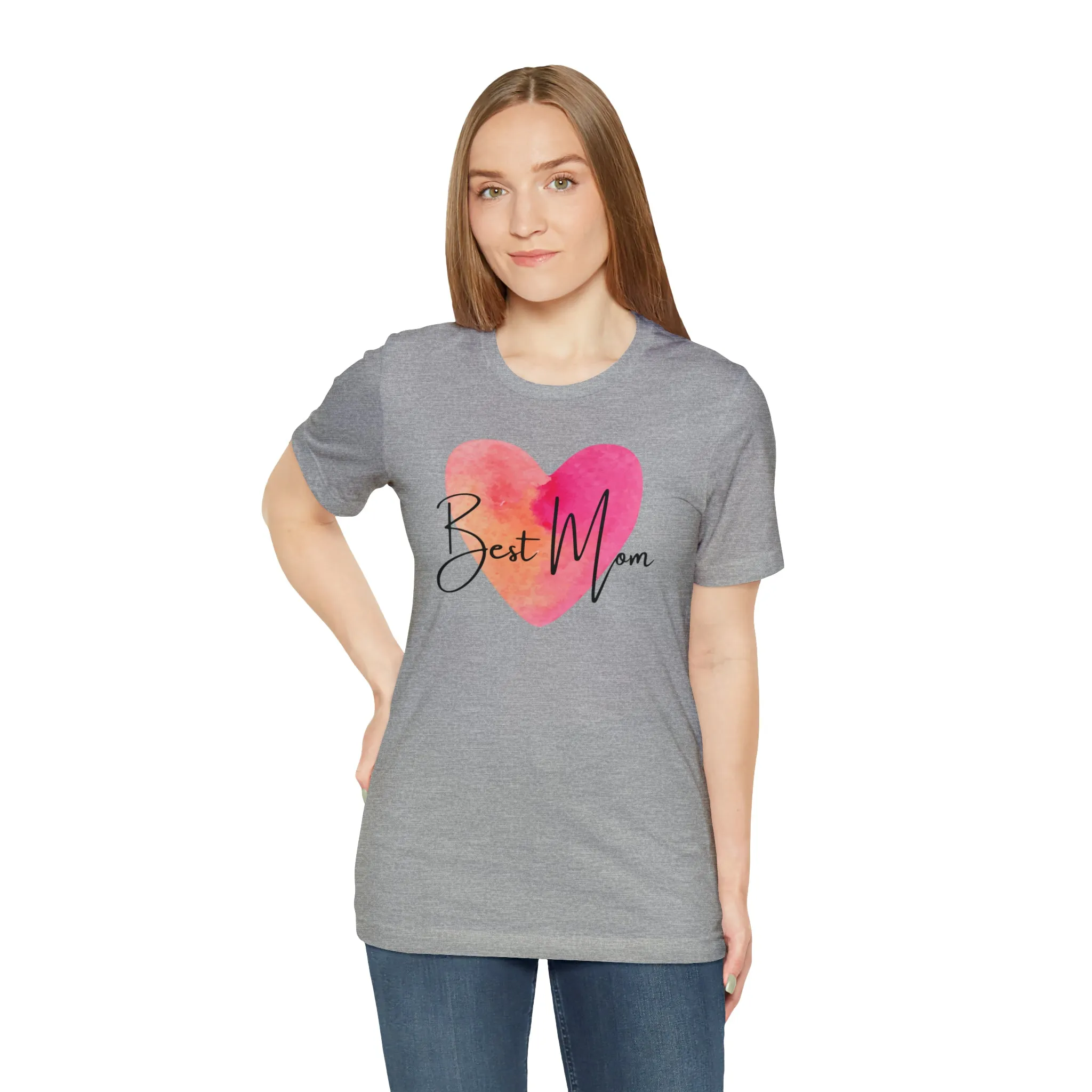 Best Mom Watercolor Heart T-Shirt | Mother Bestie Tee |  Bella Canvas 3001 Unisex | Mama Short Sleeve Tshirt