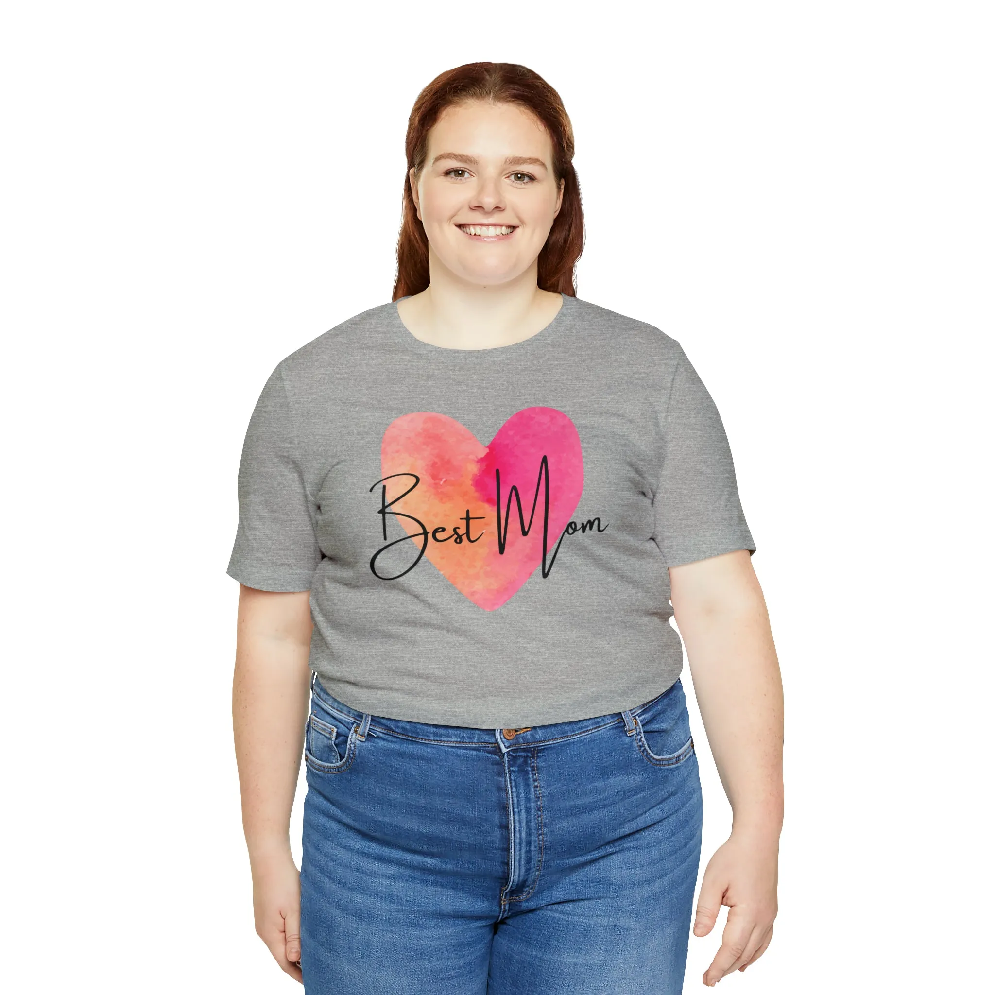 Best Mom Watercolor Heart T-Shirt | Mother Bestie Tee |  Bella Canvas 3001 Unisex | Mama Short Sleeve Tshirt